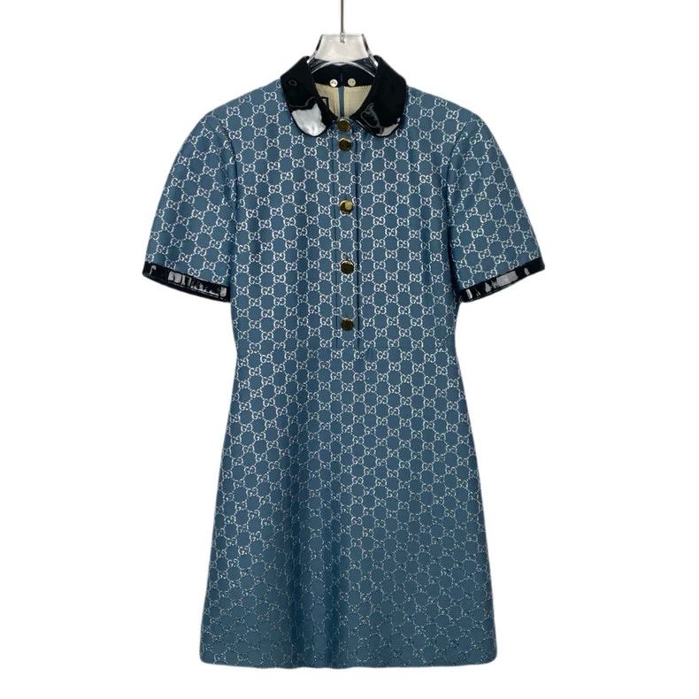 Gucci Gucci Blue logo old flower full print short-sleeved dress 2 Size XS / US 0-2 / IT 36-38 - 1 Thumbnail