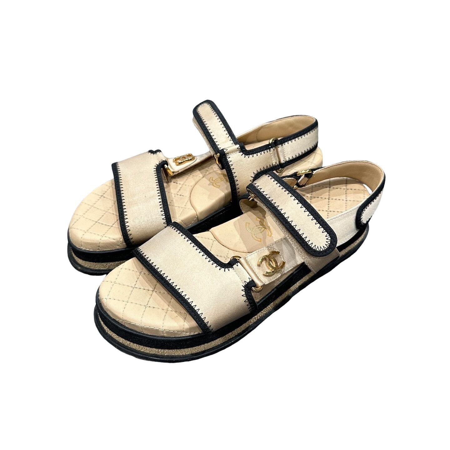 Chanel Chanel CC Logo Satin Velcro Sandals 36.5 Size US 5.5 / IT 35.5 - 1 Thumbnail