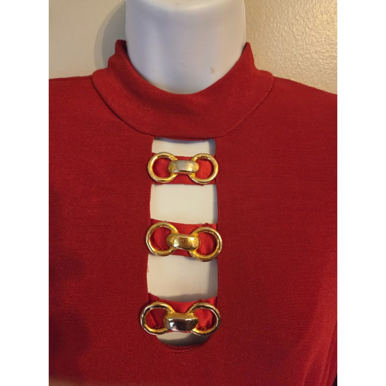 Vintage VINTAGE Spiegel Ebony Style Asian Look Sheath Dress Size 8 Red 1980s Women’s/ Womens Dress Size M / US 6-8 / IT 42-44 - 2 Thumbnail