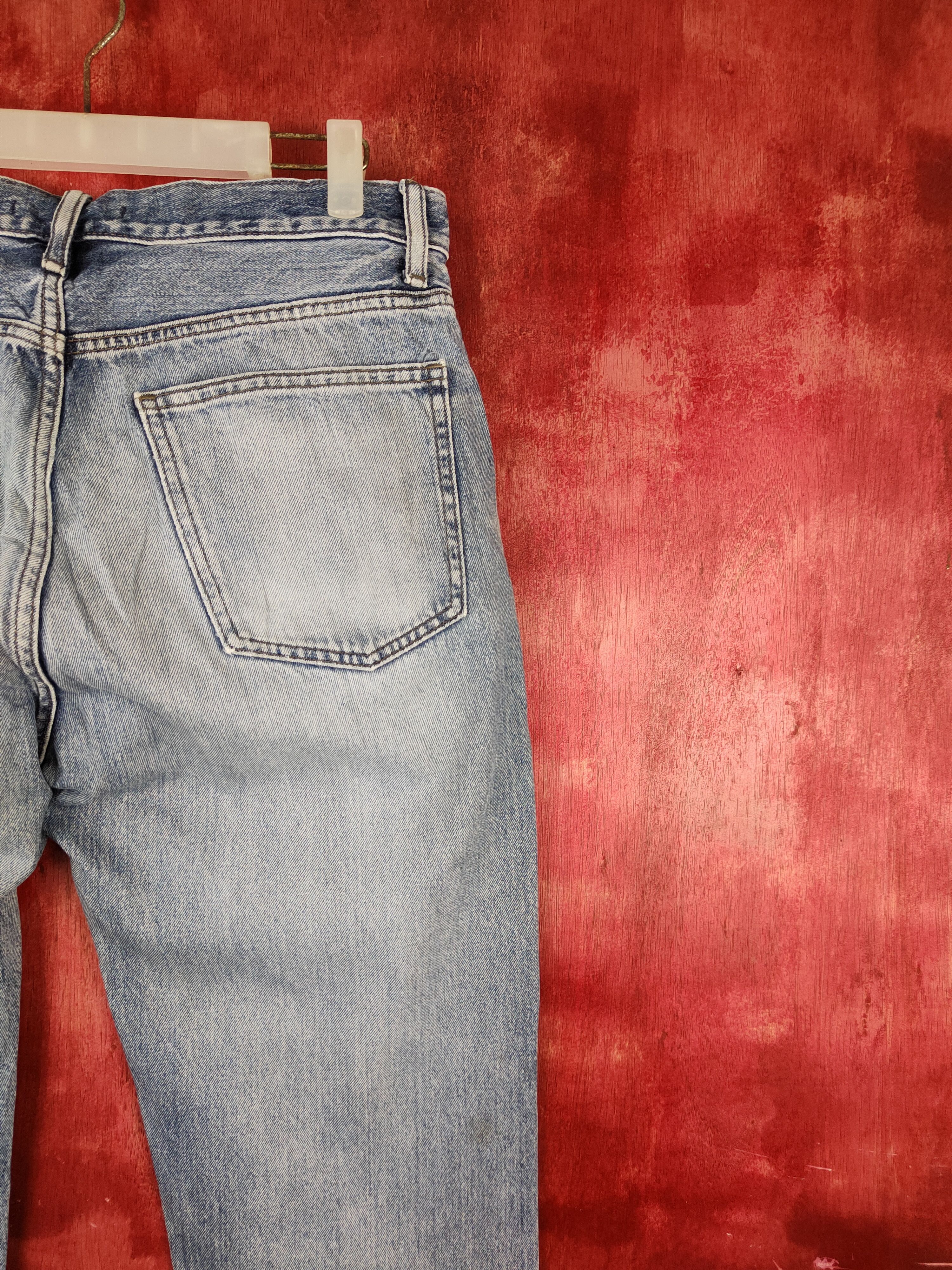 Japanese Brand Uniqlo Blue Faded Distressed Ripped denim Jeans #S679 Size US 32 / EU 48 - 10 Thumbnail