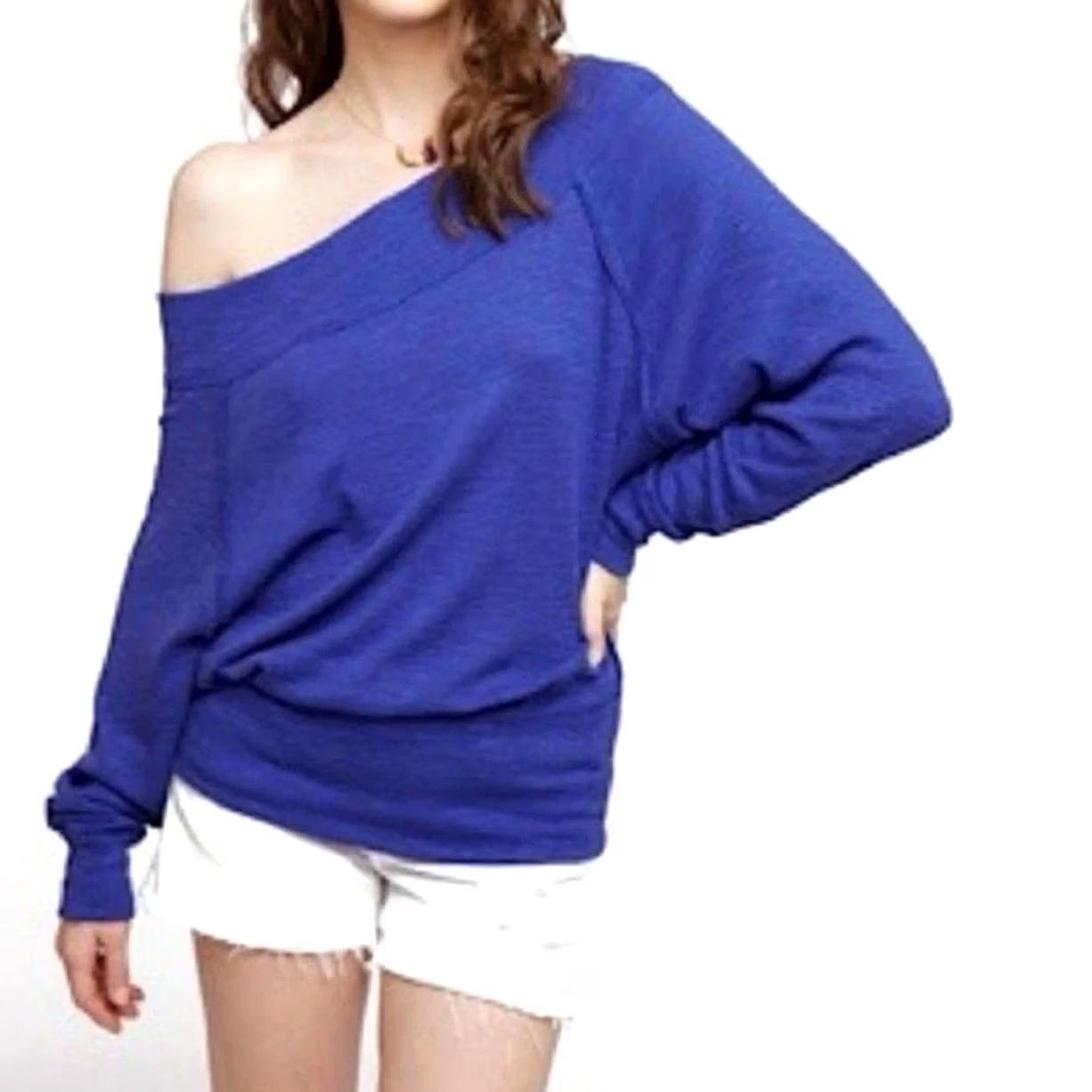 Vintage We The Free Blue Off Shoulder Long Sleeve Top Womens M Size M / US 6-8 / IT 42-44 - 4 Thumbnail