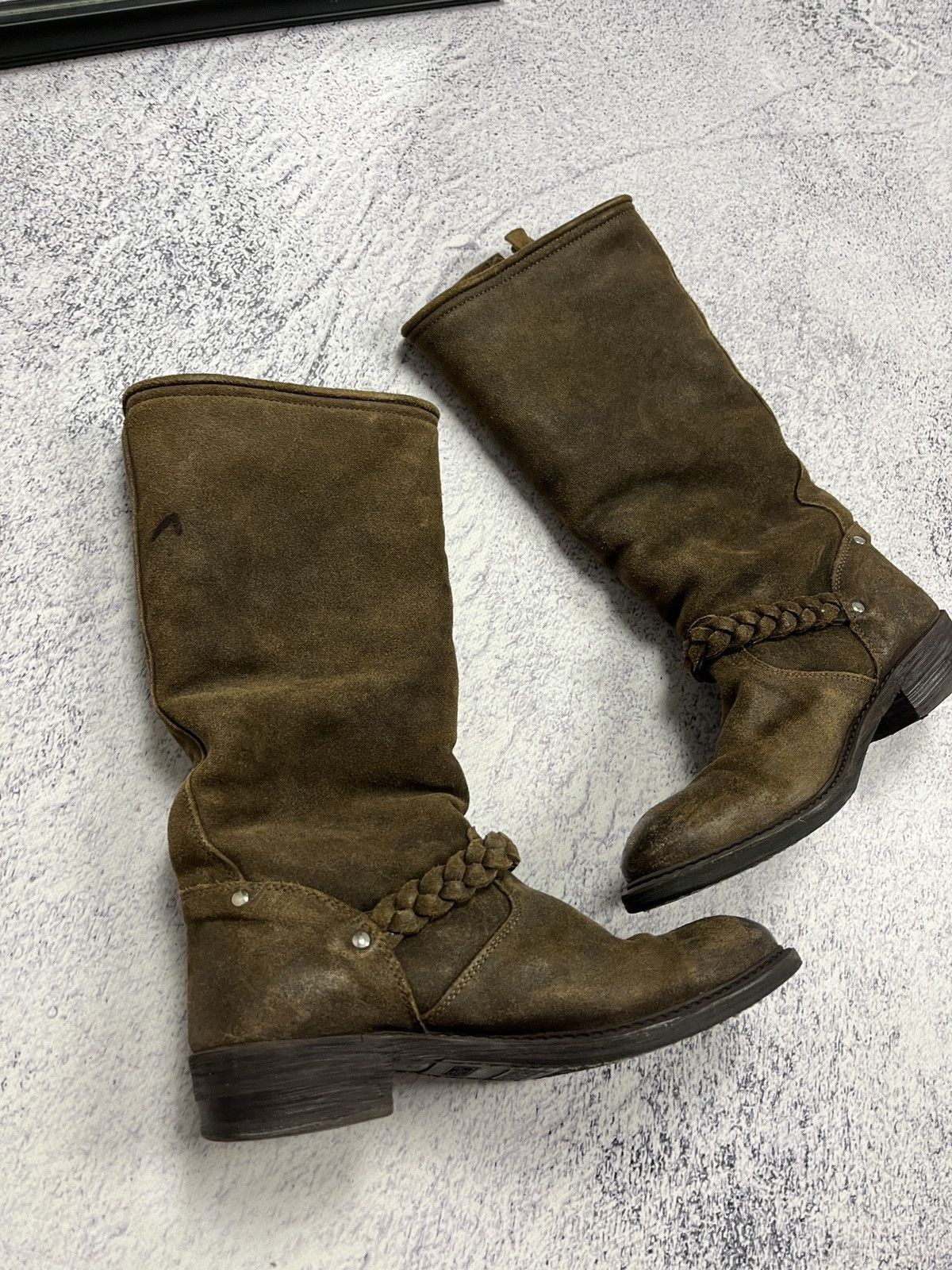 Golden Goose Golden Goose DB Brown Suede Racing Biker Moto Boots Rare Y2K Size US 7 / IT 37 - 10 Thumbnail
