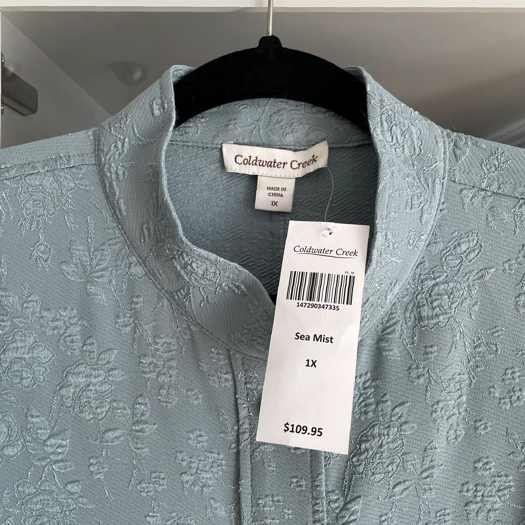 Coldwater Creek Coldwater Creek Jacket Sea Mist Floral Embossed Metal Buttons Sz 1X Size XL / US 12-14 / IT 48-50 - 3 Thumbnail