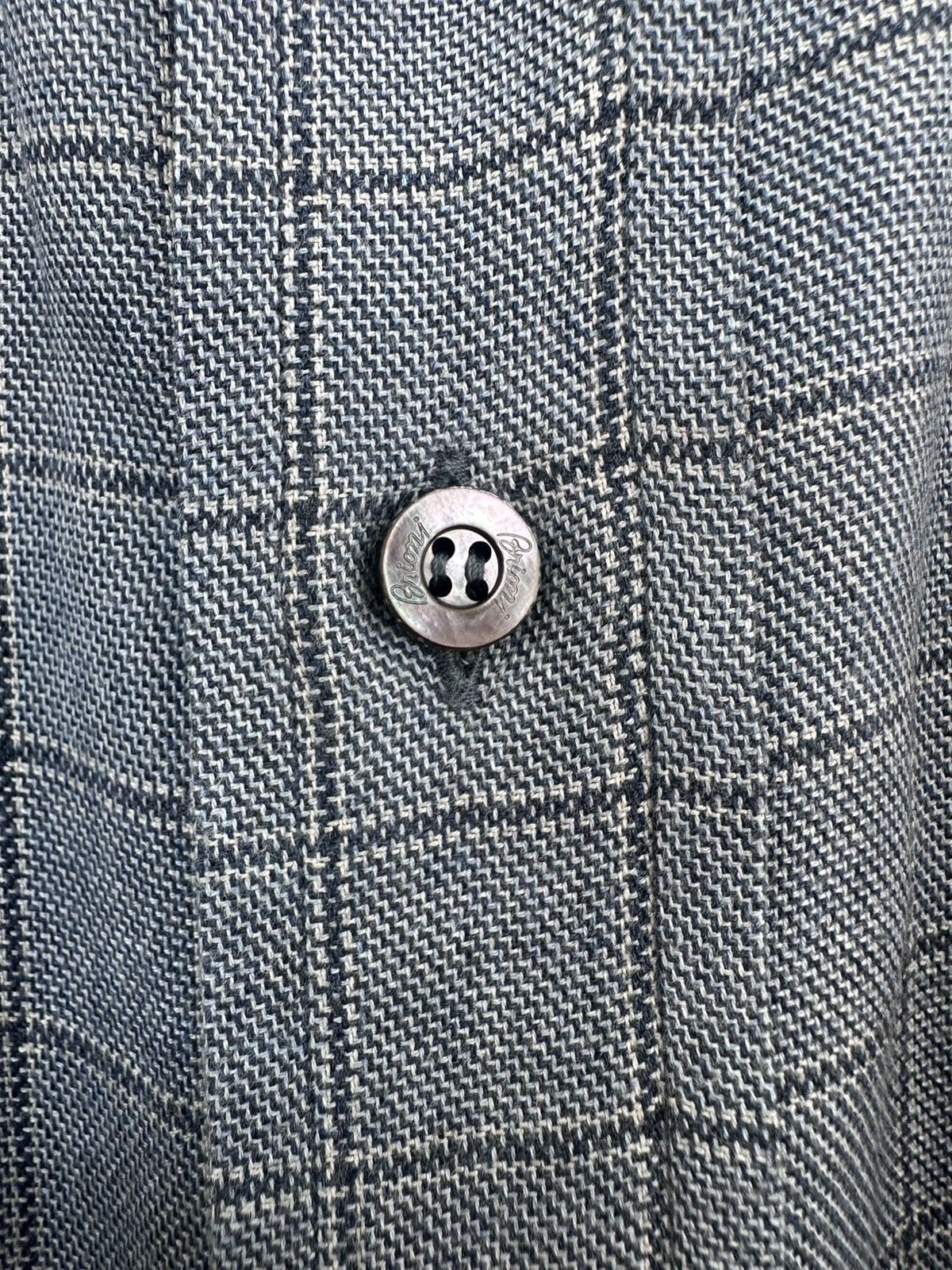 Brioni Brioni Blue Windowpane Shirt Made in Italy Mother-of-Pearl Size US M / EU 48-50 / 2 - 4 Thumbnail
