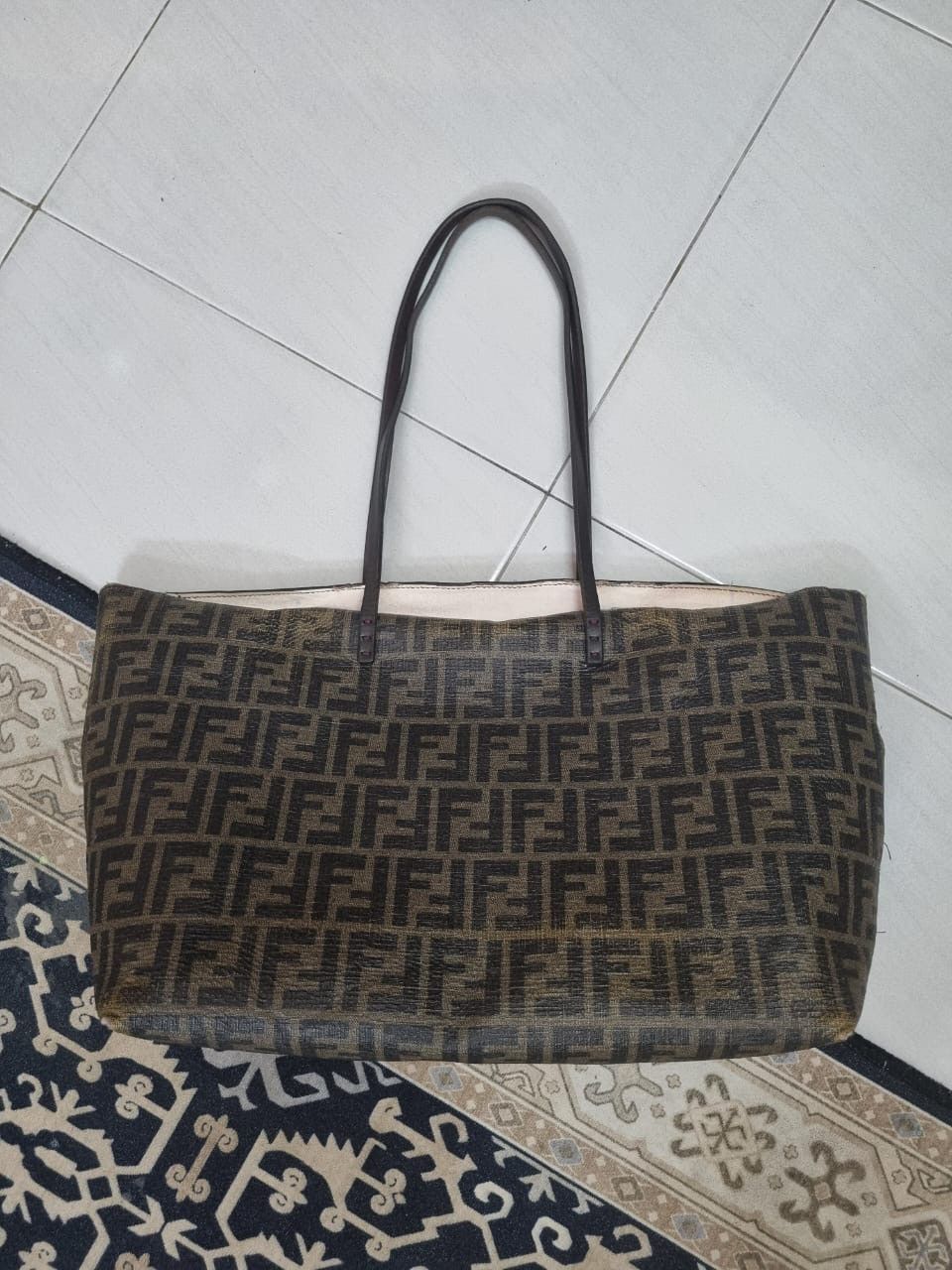 Fendi Authentic Fendi Tobacco Zucca Coated Canvas Medium Tote Bag Size ONE SIZE - 1 Thumbnail