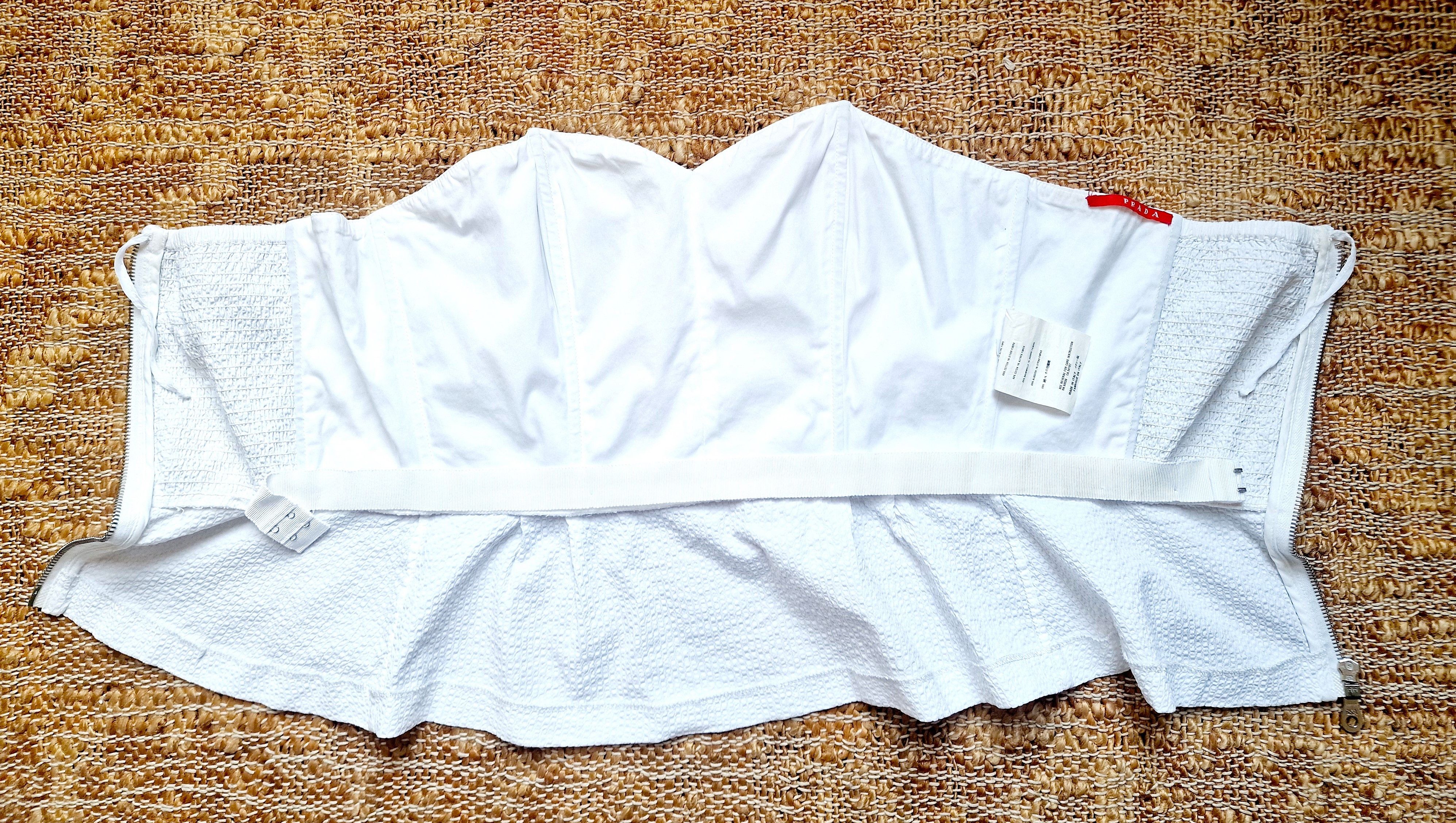Prada Prada White Sport Vintage 80s Large Top Tee Corset Bustier Size L / US 10 / IT 46 - 3 Thumbnail