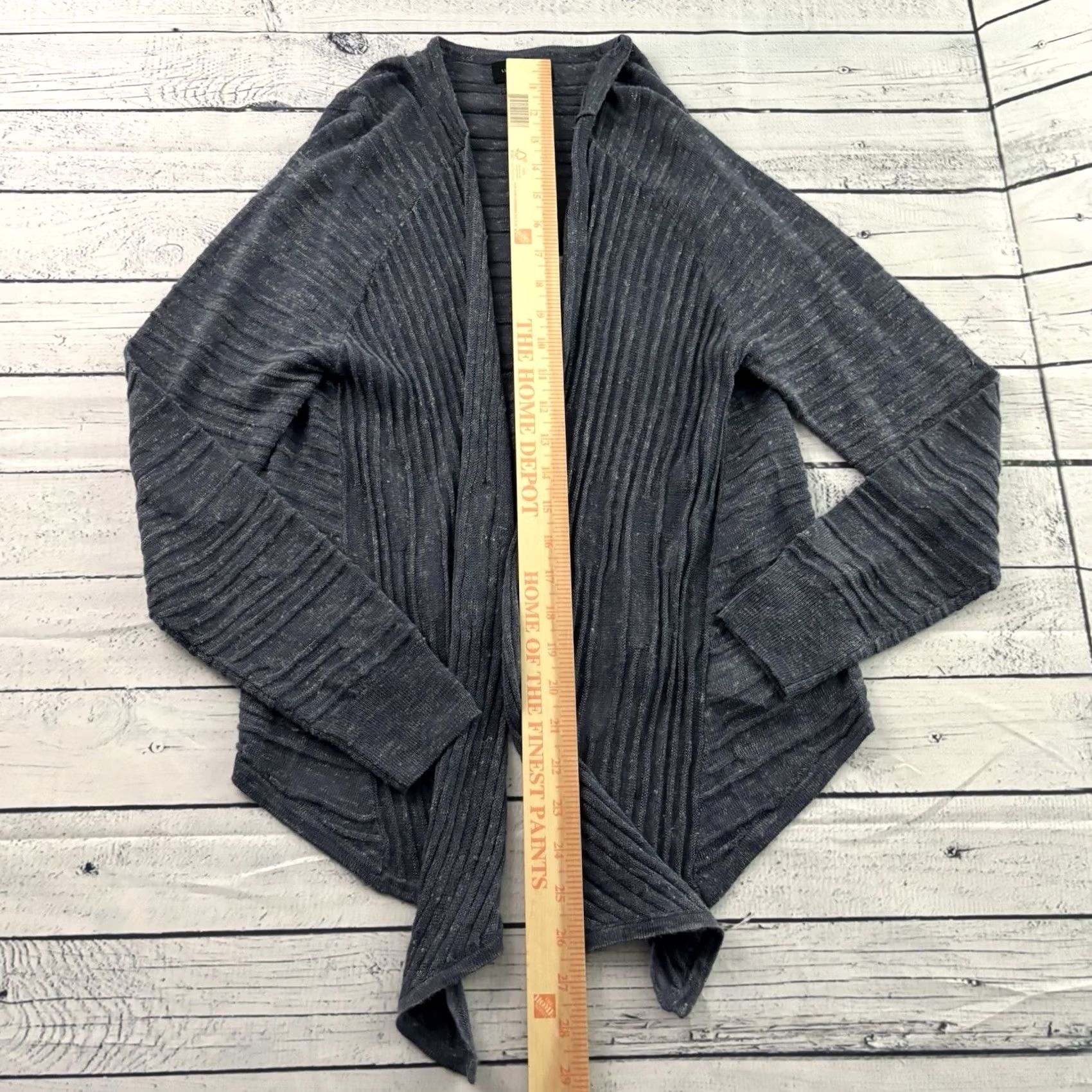 Lucky Brand VINTAGE Lucky Brand Cardigan Blue Linen Open Front Women M Sweater Size M / US 6-8 / IT 42-44 - 4 Thumbnail