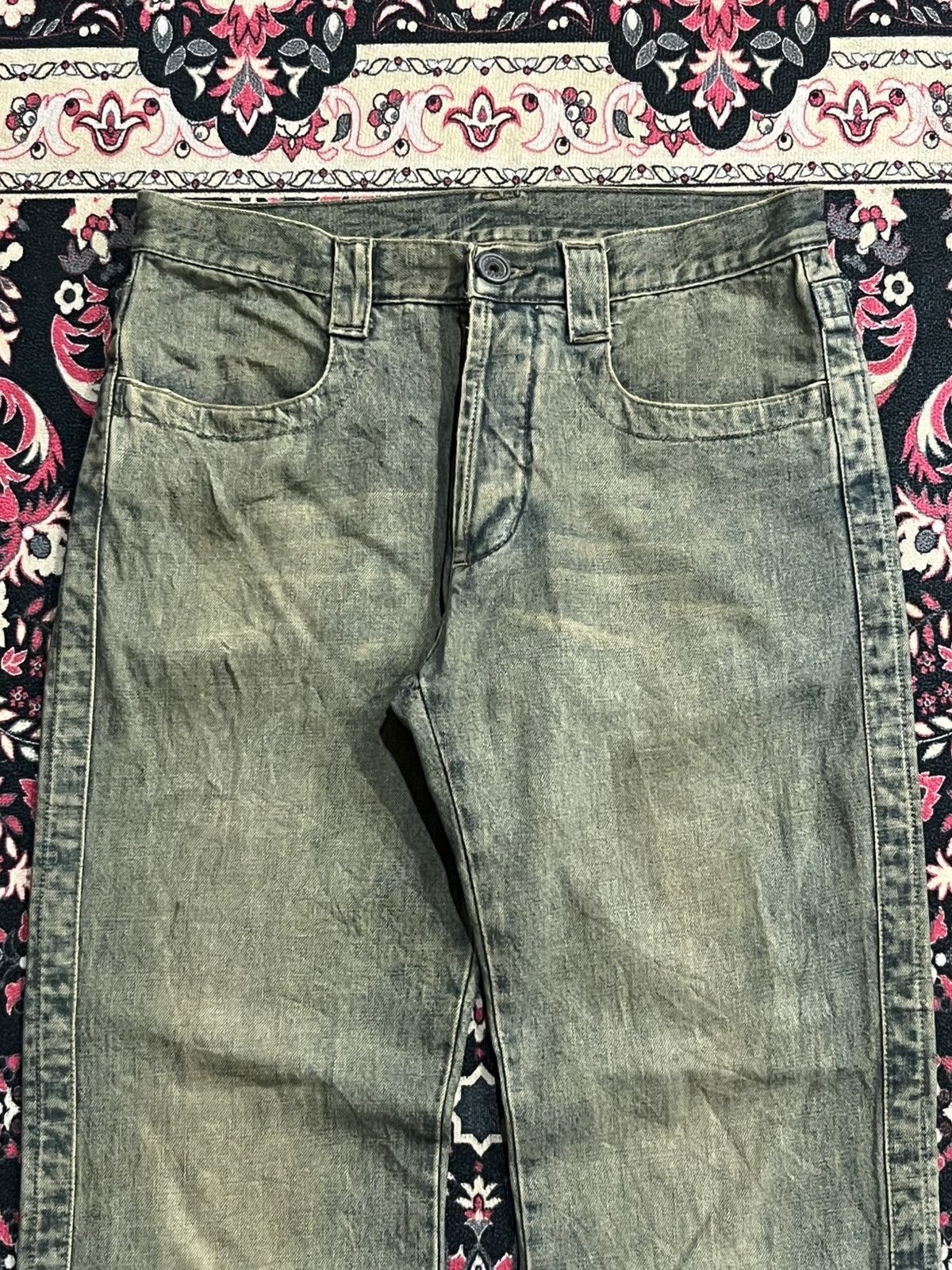 Acne Studios Acne Studio Style Mosh Green Frayed Leg Straight Cut Jeans Size US 31 - 4 Thumbnail