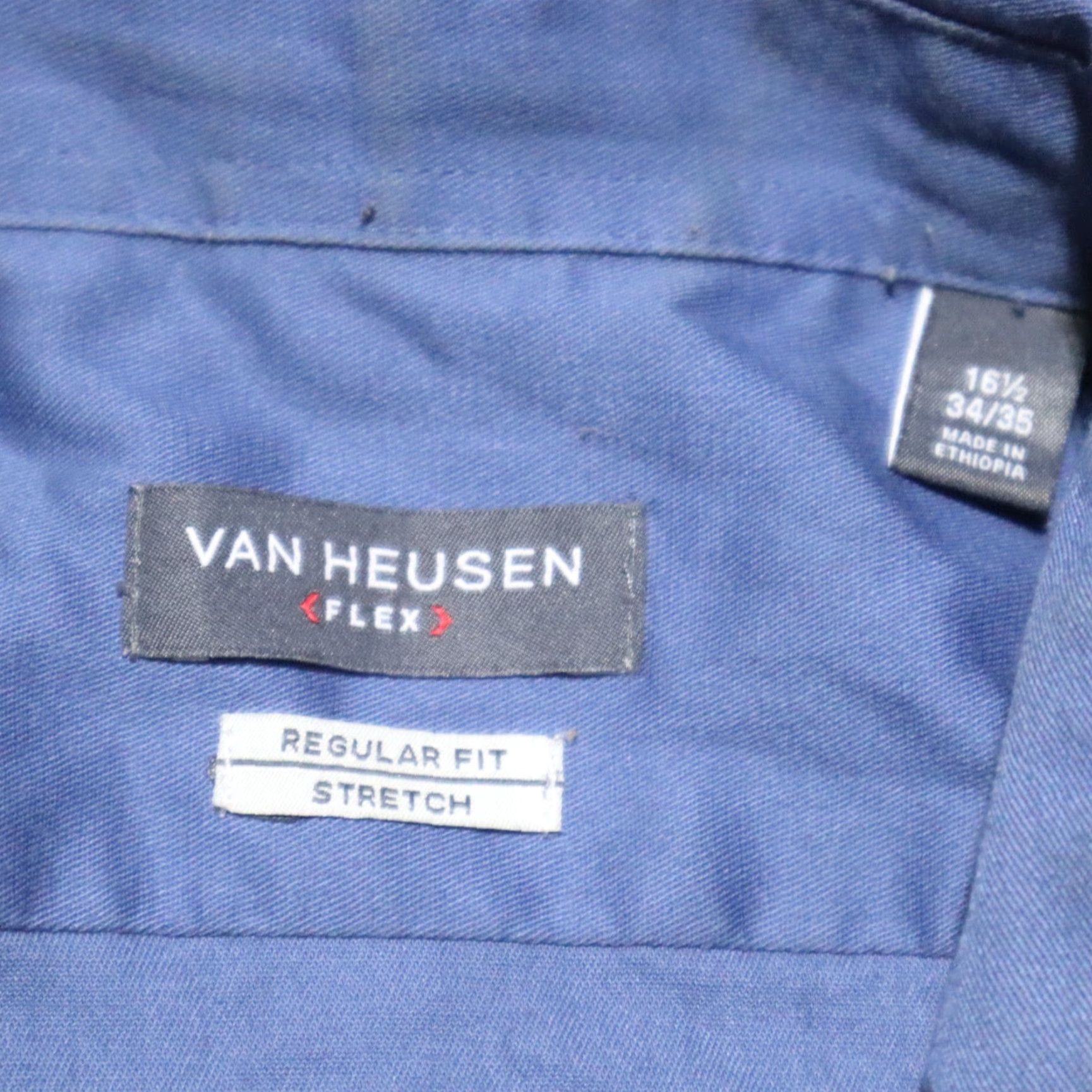 Van Heusen Van Heusen Shirt Button-Up Long Sleeve Adult Men's 16.5 Blue Solid 34/35 Button-Front 16.5 Mens Shirt Size US XL / EU 56 / 4 - 3 Thumbnail