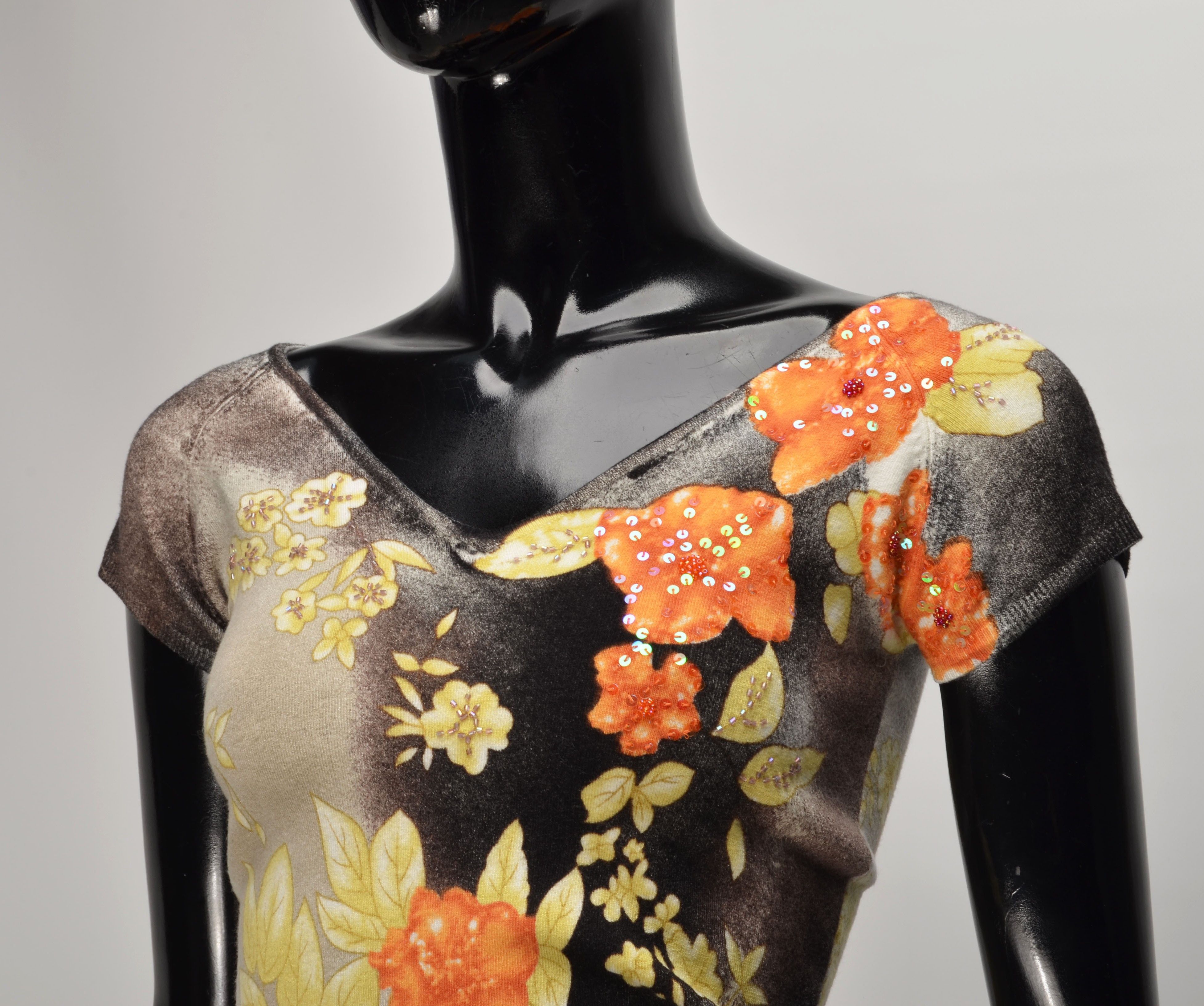 Other Vintage Elisa Italy Beaded Floral Y2K Top Size M / US 6-8 / IT 42-44 - 2 Thumbnail