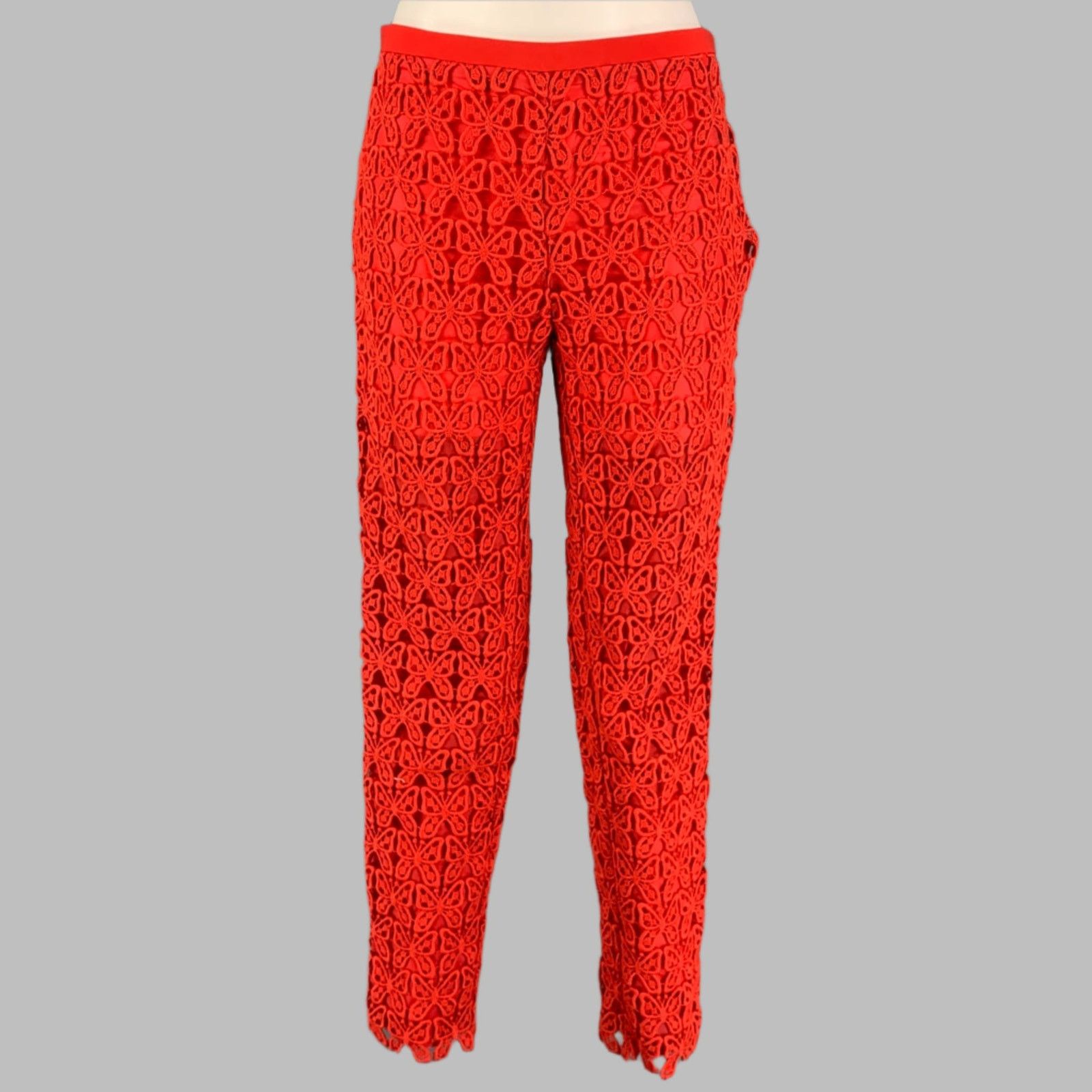 Moschino Orange Coral Triacetate Blend Guipure Lace Slim Dress Pants Size 28" / US 6 / IT 42 - 1 Thumbnail
