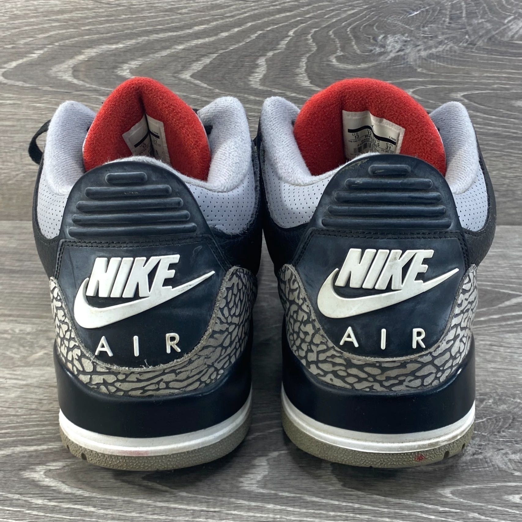 Nike Nike Air Jordan 3 Retro OG Black Cement 2017 Mens 13 854262-001 Black Red White Nike Air Jordan Sneaker Basketball Casual Retro Shoes Size US 12 / EU 45 - 7 Thumbnail