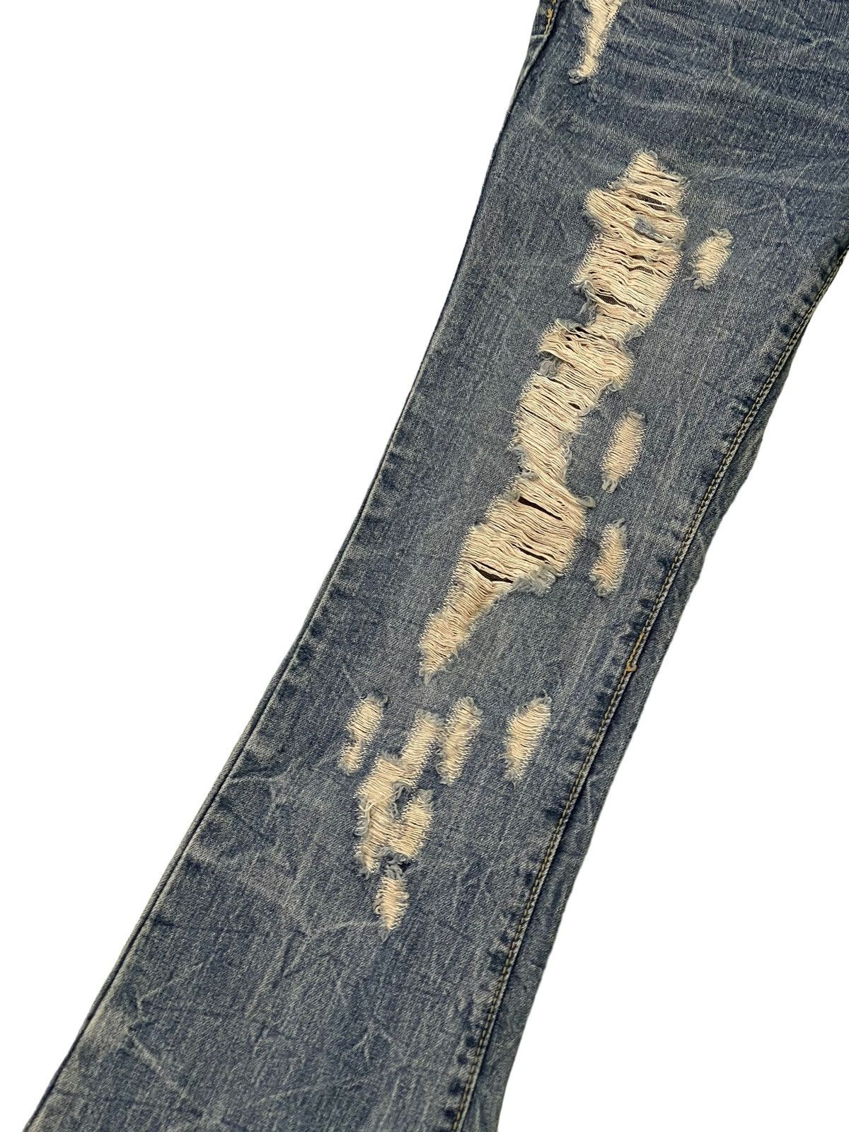 Japanese Brand Flare Jeans Colza Distress Low Rise Boot Cut 7🟦4 Size US 29 - 6 Thumbnail
