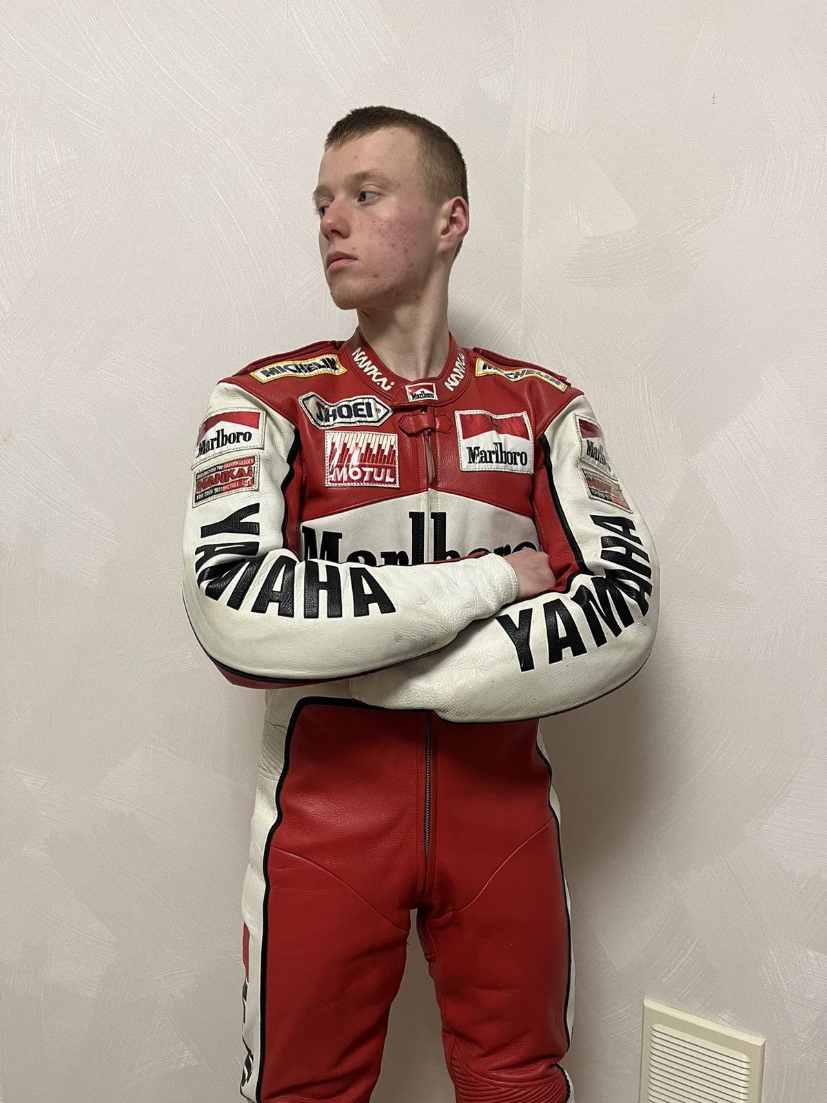 Marlboro × Yamaha Very Rare Marlboro Yamaha Leather Jacket Overalls Size US L / EU 52-54 / 3 - 11 Thumbnail