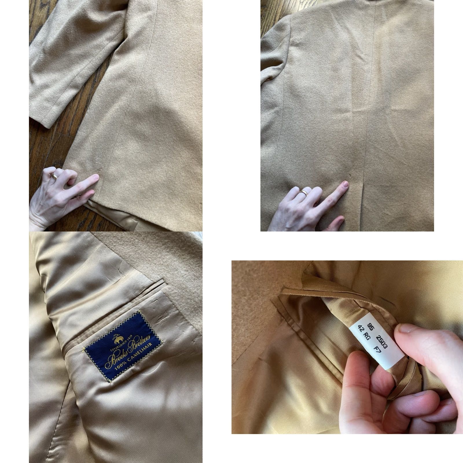 Brooks Brothers Brooks Brothers Blazer Men Size 42R Beige Camelhair 100% Camelhair Jacket USA Made Notch Lapel Single-Breasted Two-Button Front Style Blazer Size 42R - 9 Thumbnail