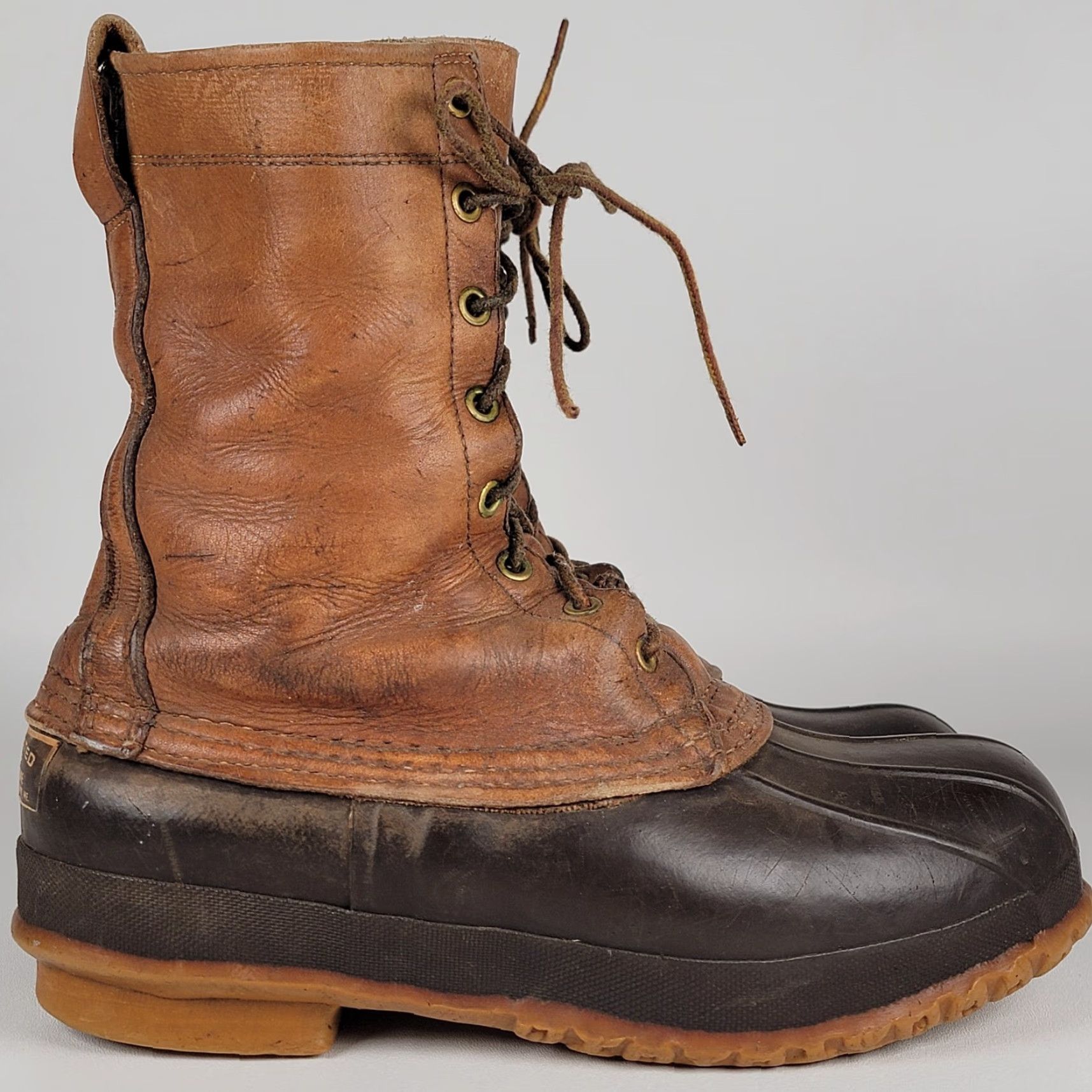 Vintage VTG 60s LL Bean Maine Hunting Bean Boots Vibram Made In USA Boots Mens US Size 10 Brown Leather Ivy Look Original Size US 10 / EU 43 - 2 Thumbnail