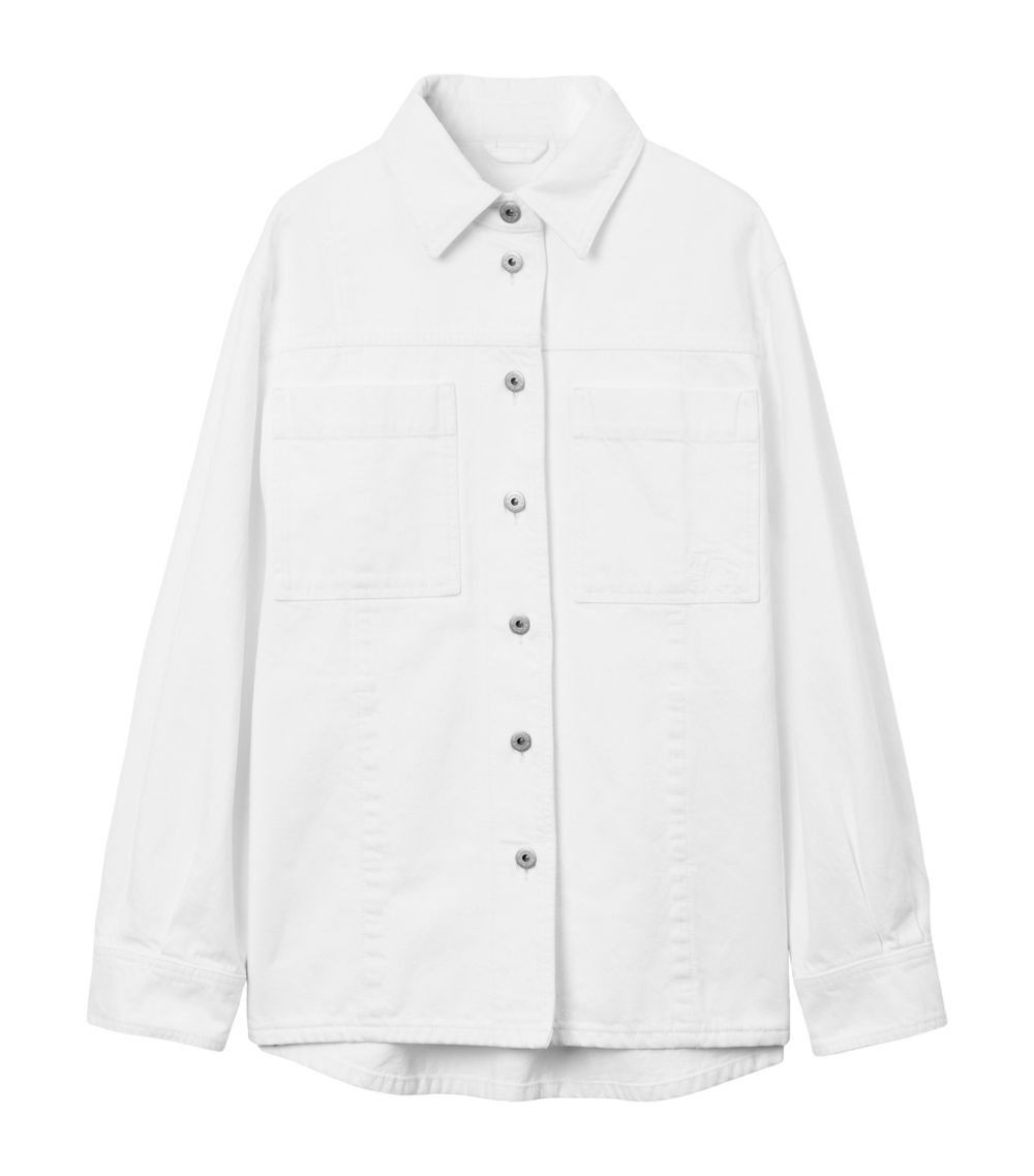 image of Burberry O1Srvl11E0424 Denim Overshirt In White, Women's (Size XL)