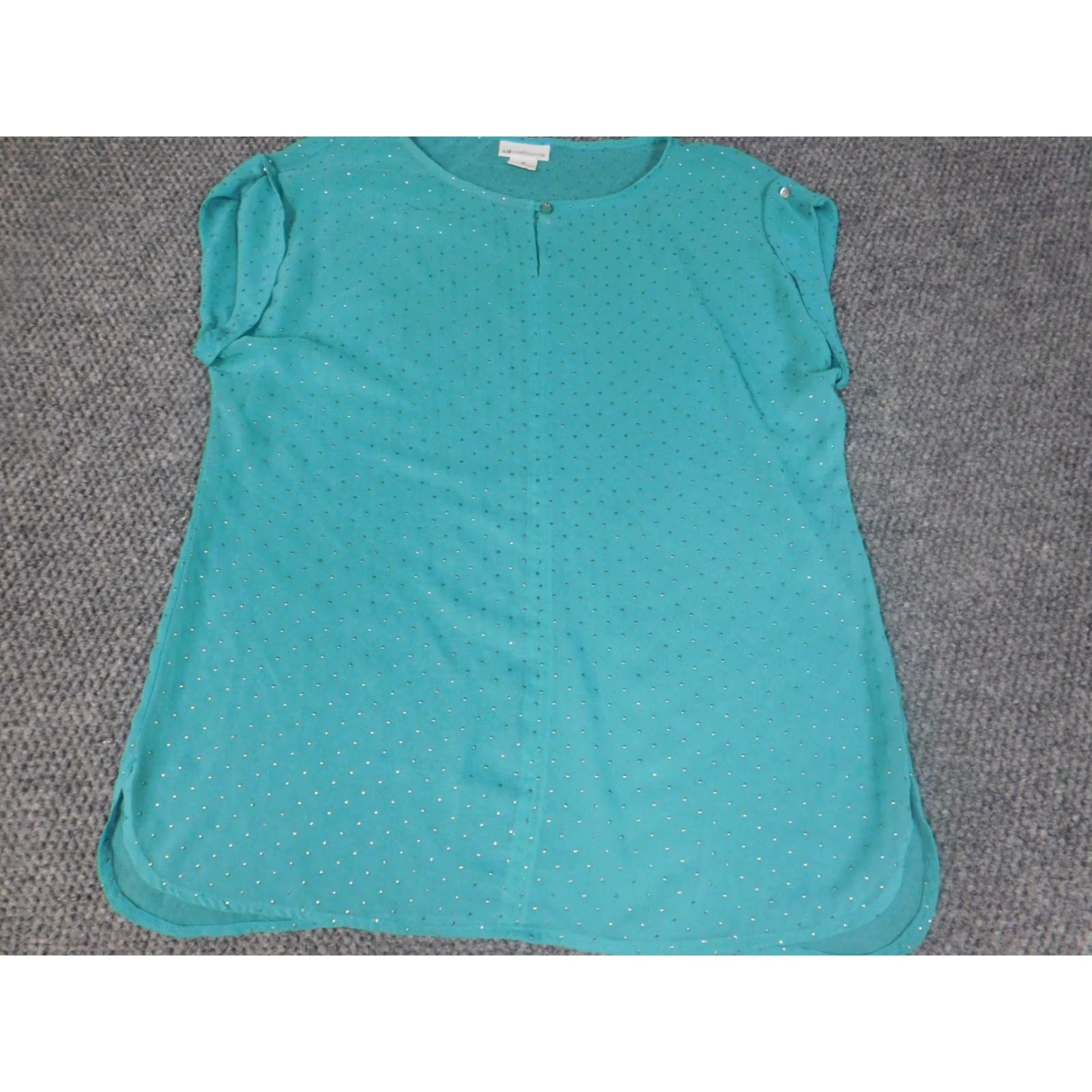 Liz Claiborne Liz Claiborne Blouse Womens M Green Floral Sleeveless Round Neck Pullover Casual Regular Polyester Rayon Stretch Basic Vintage No Size M / US 6-8 / IT 42-44 - 2 Thumbnail
