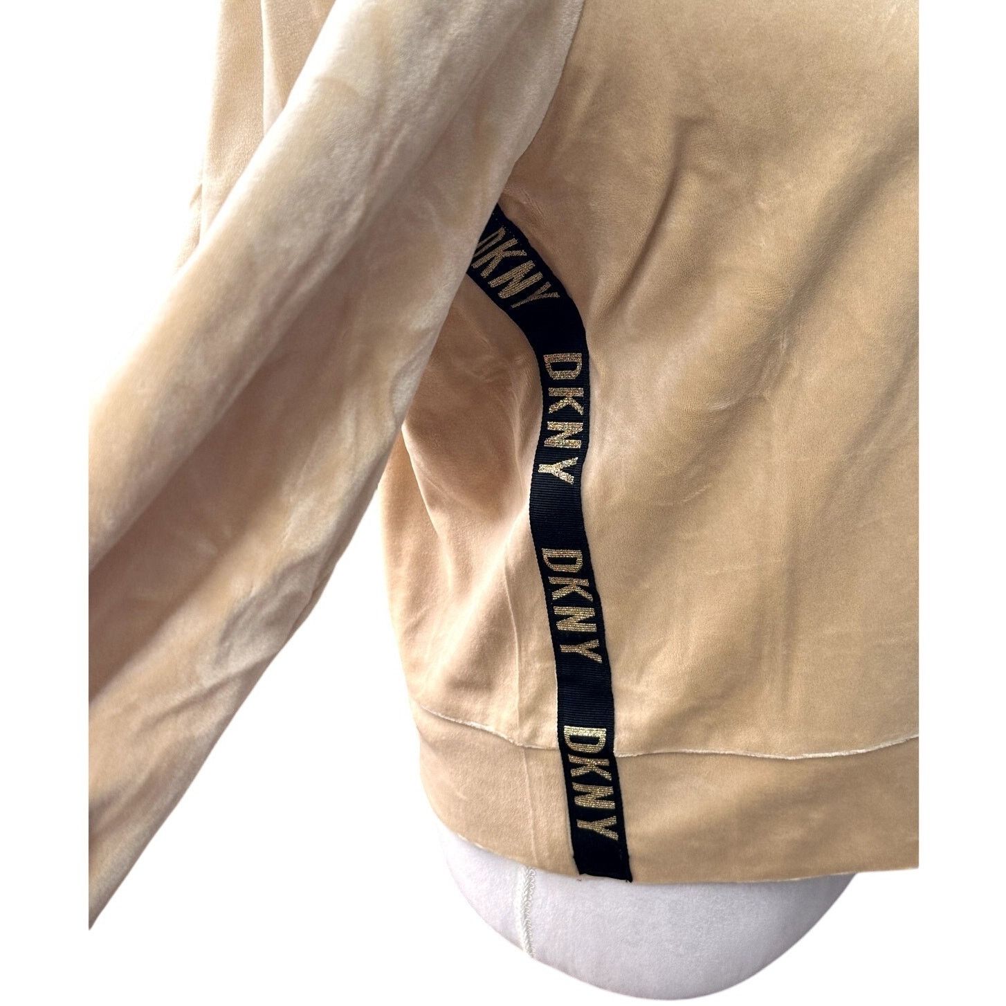 DKNY DKNY Full-Zip Hoodie Long Sleeve Velour Gold Tan Women's M Size M / US 6-8 / IT 42-44 - 5 Thumbnail