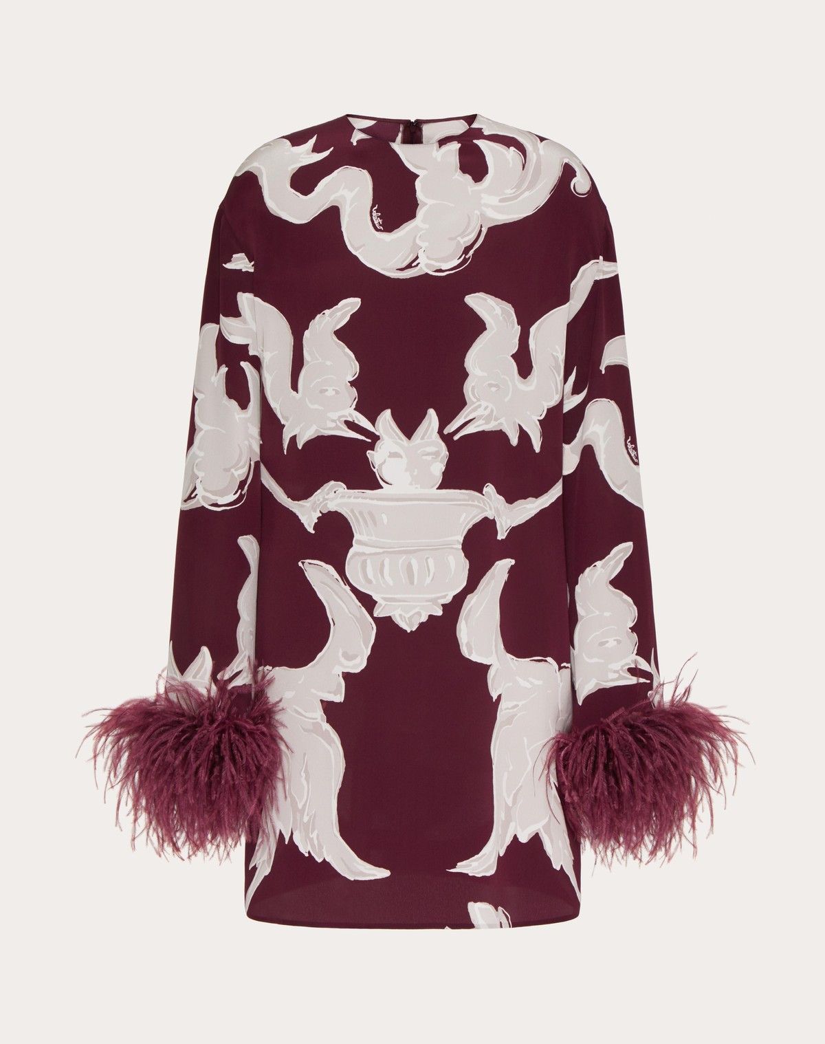 Valentino o1s1wg110525 Gryphon Allover Crepe Chine Dress in Multicolor Size L / US 10 / IT 46 - 1 Thumbnail