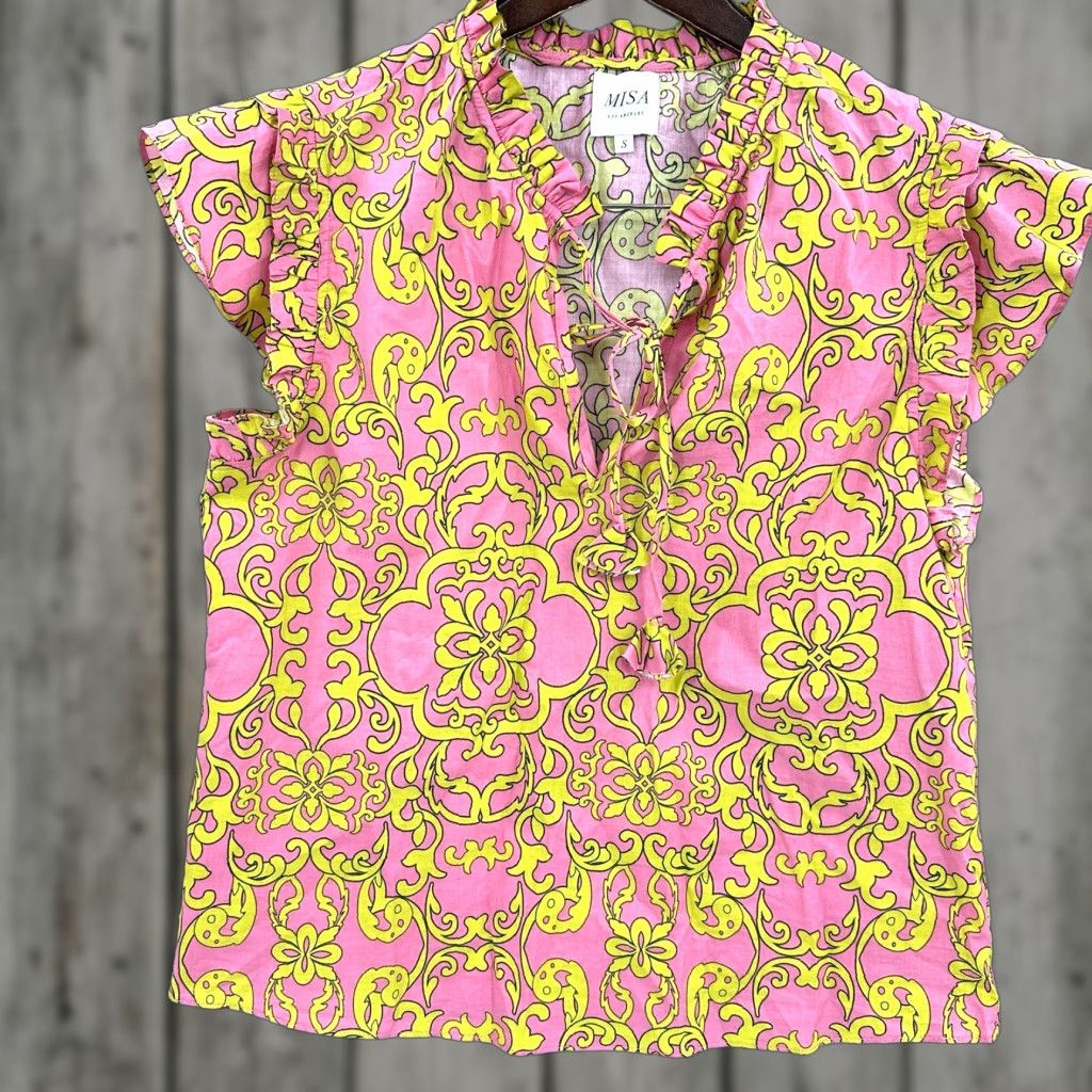 Vintage Misa Blouse Womens Small V Neck Flutter Tassel Luxury Quiet Flowy Los Angeles Size S / US 4 / IT 40 - 1 Thumbnail