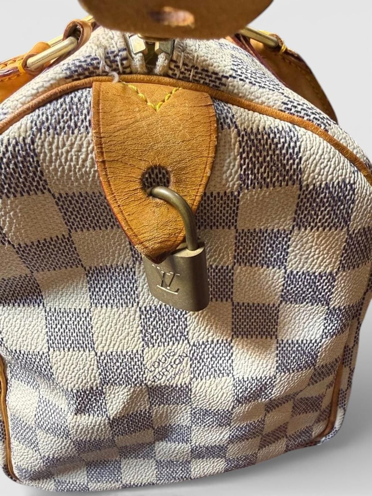 Louis Vuitton Louis Vuitton - Damier Azur Canvas Speedy 30 Satchel Bag Size ONE SIZE - 6 Thumbnail
