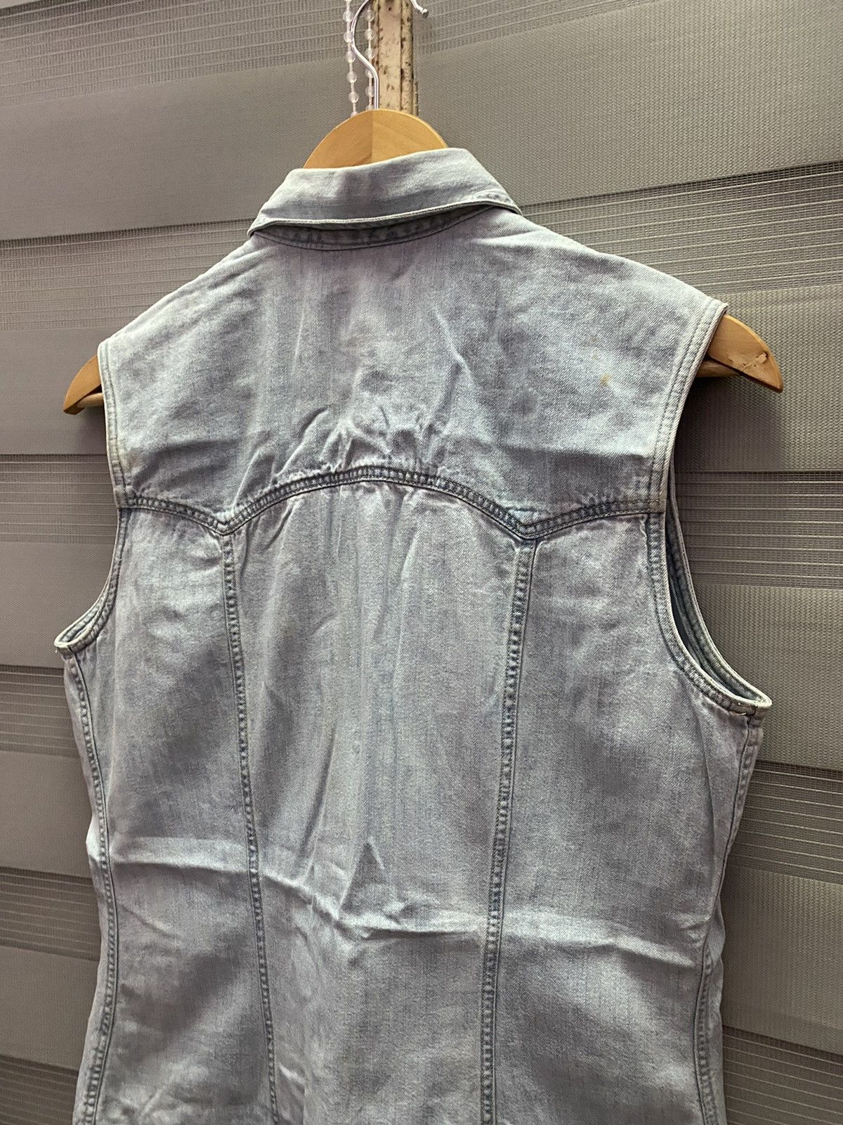 Versace Blue La Greca Medusa Denim Sleeveless Jacket