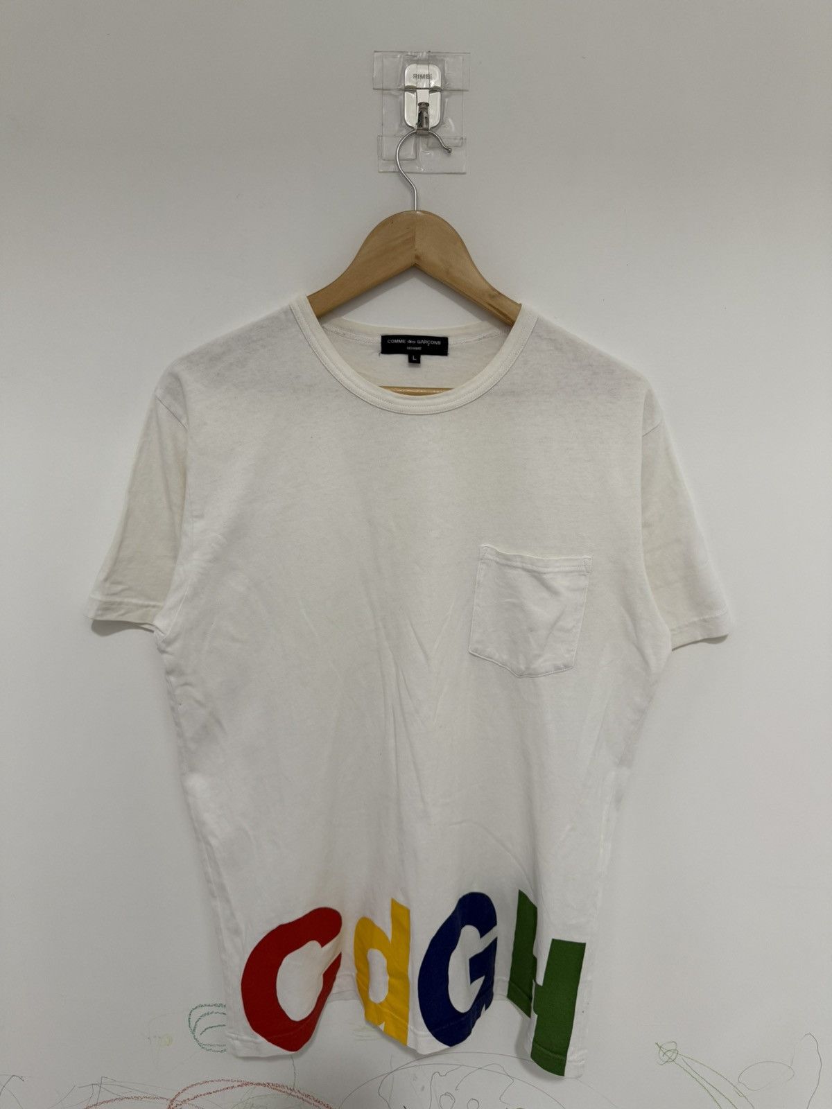 Comme des Garcons Homme Vintage Comme Des Garcons Homme White Pocket Tee Shirt Size US L / EU 52-54 / 3 - 1 Thumbnail