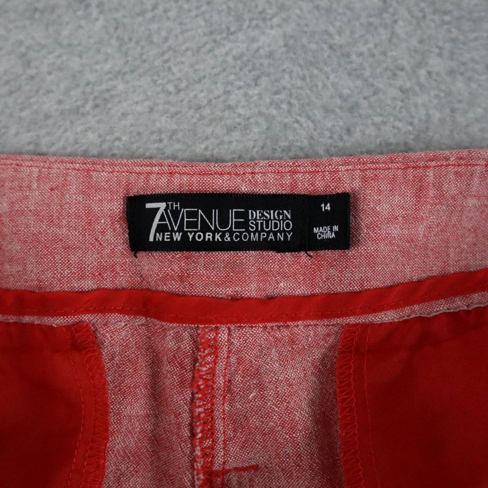 Vintage 7th Avenue NY & Co Pants Womens 14 Linen Blend Chino Slacks Flat Front Red Size 36" / US 14 / IT 50 - 4 Thumbnail
