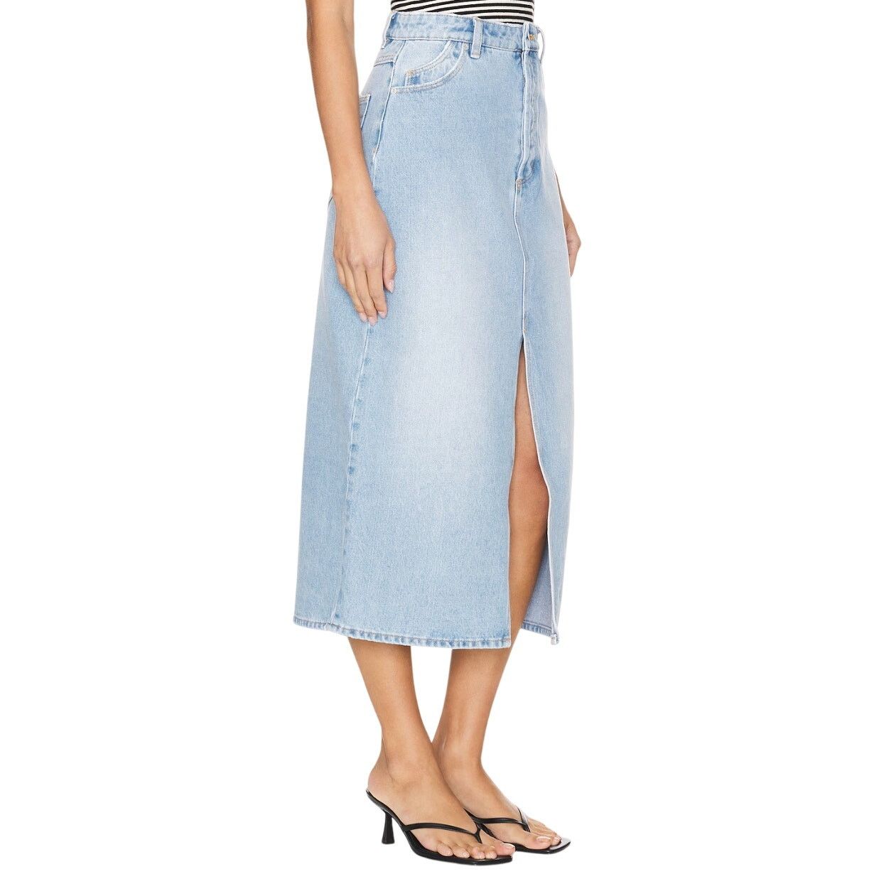 Rolla's Rolla's Chicago Midi Jean Skirt in Old Stone, Size 24 Size 24" / US 00 / IT 34 - 2 Thumbnail