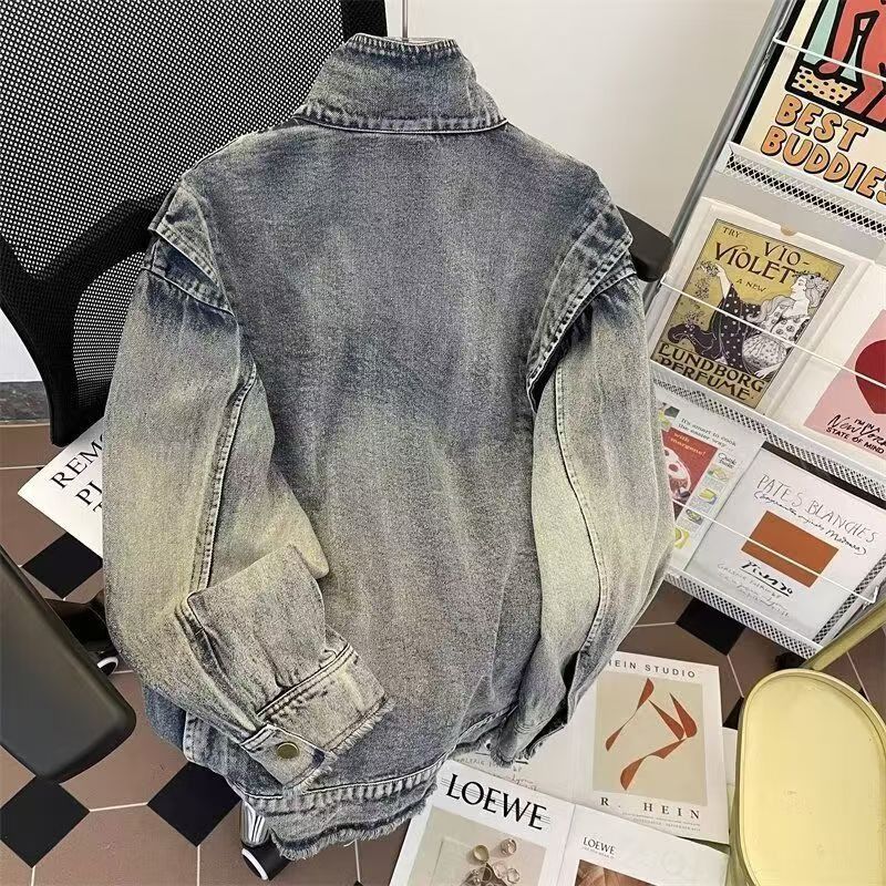 Vintage Acid Wash Stand Collar Denim Jacket Size US M / EU 48-50 / 2 - 4 Thumbnail