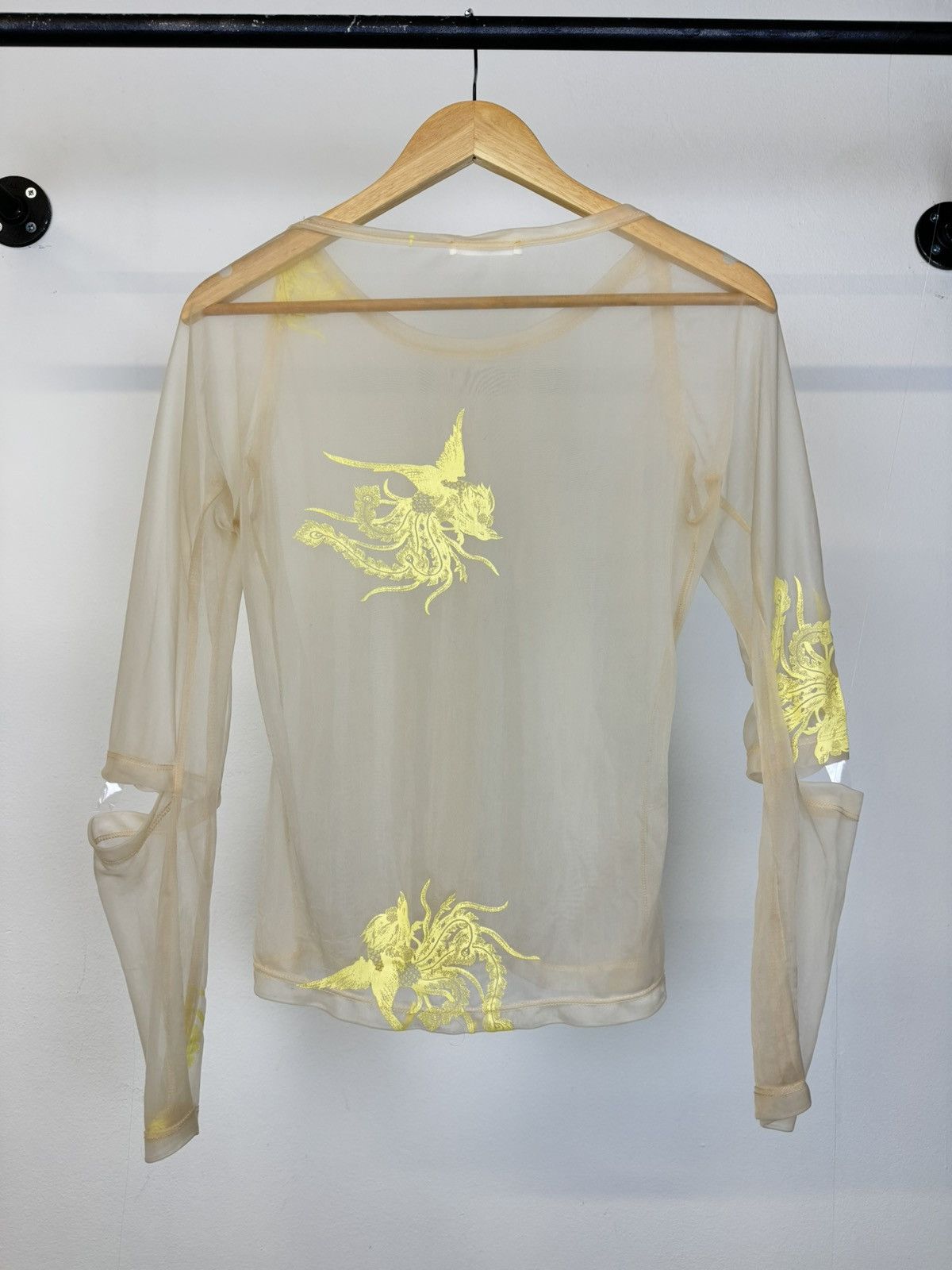 Helmut Lang AW1995 Helmut Lang Phoenix mesh sheer t-shirt slashed elbow Size L / US 10 / IT 46 - 2 Thumbnail