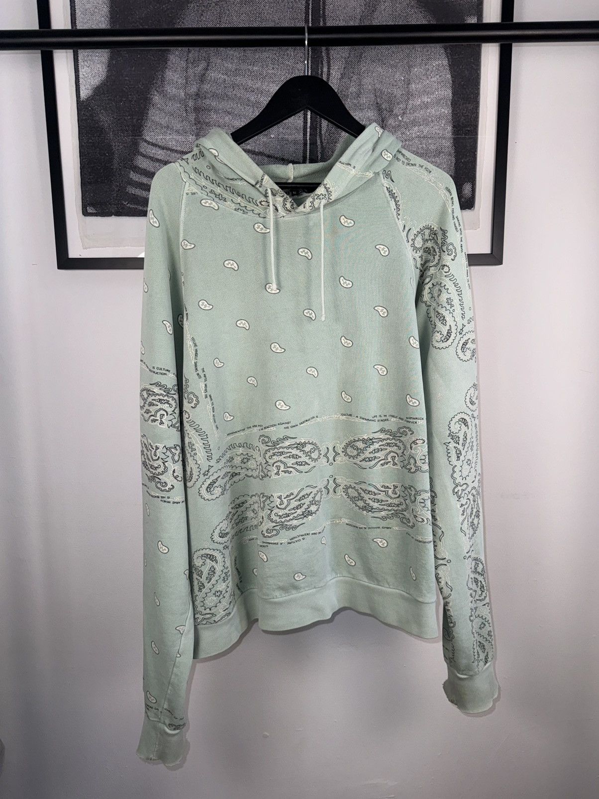 Raf Simons 🚭ARCHIVE GRAIL🚭 F/W 2004-2005 "WAVES" SEAFOAM PAISLEY HOODIE Size US XL / EU 56 / 4 - 12 Thumbnail