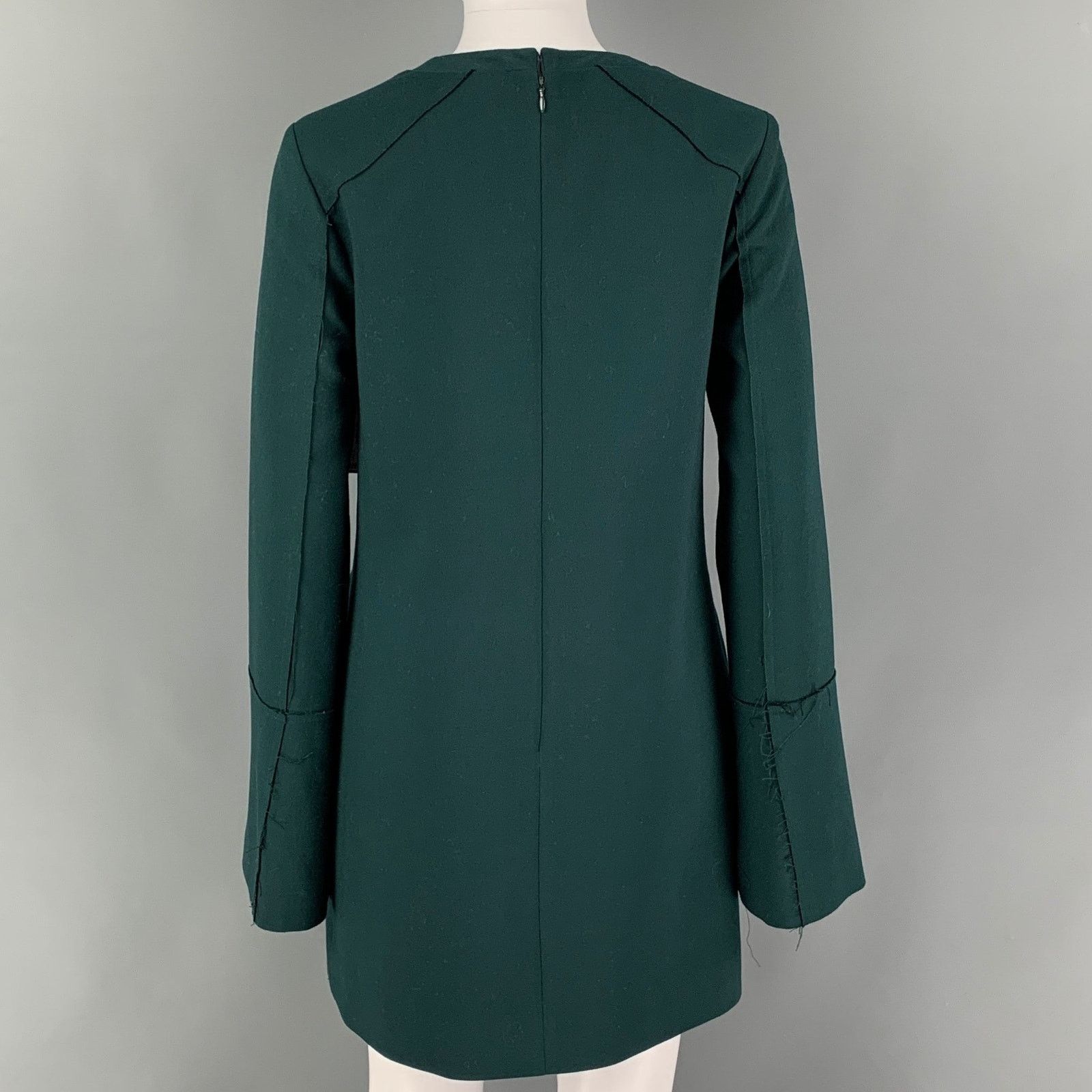 Size 2 Dark Green Polyester Blend Long Sleeve Dress