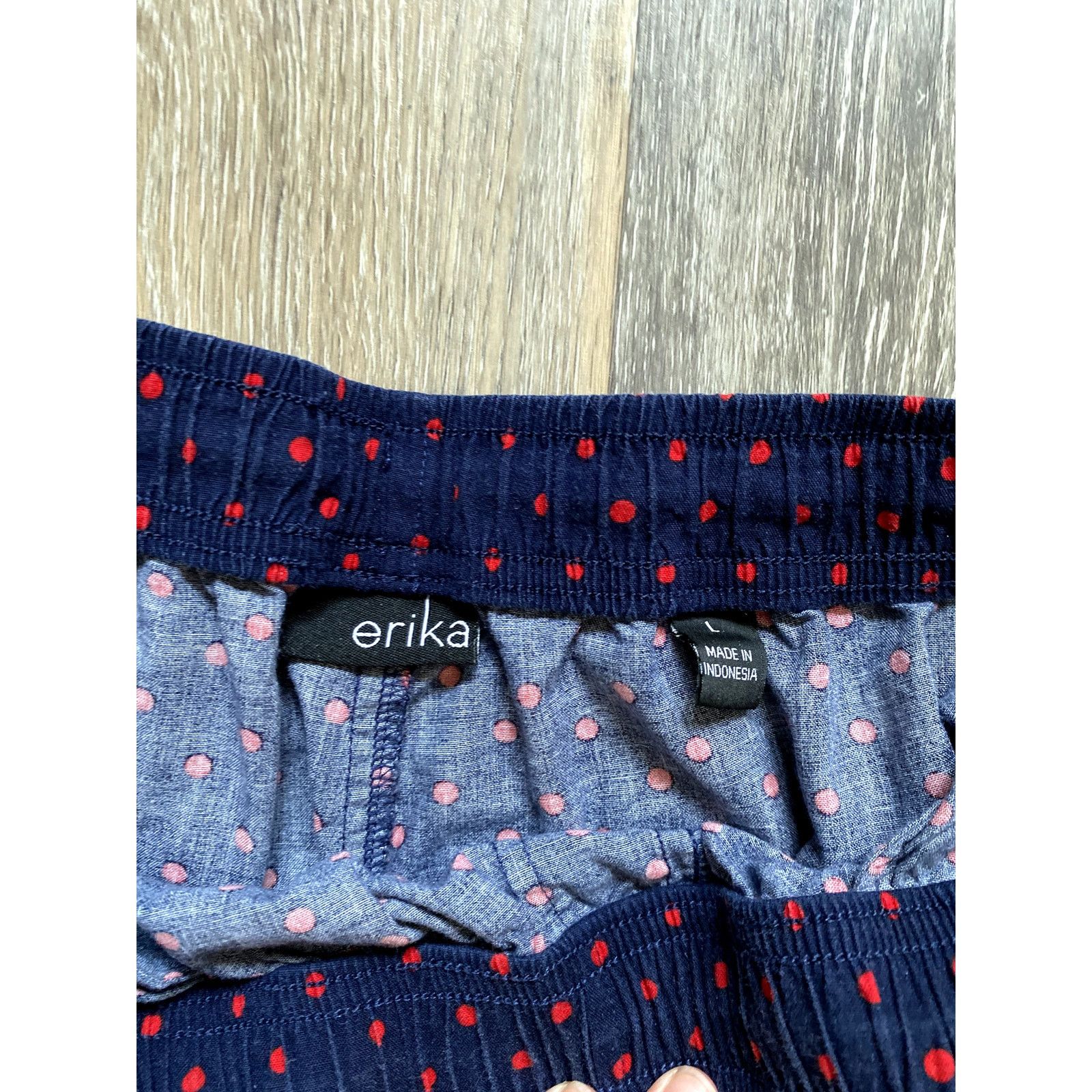 Other Polka Dot Cotton Cozy Bloomer Pant Crop Large Red Navy Capri Size 31" - 4 Thumbnail