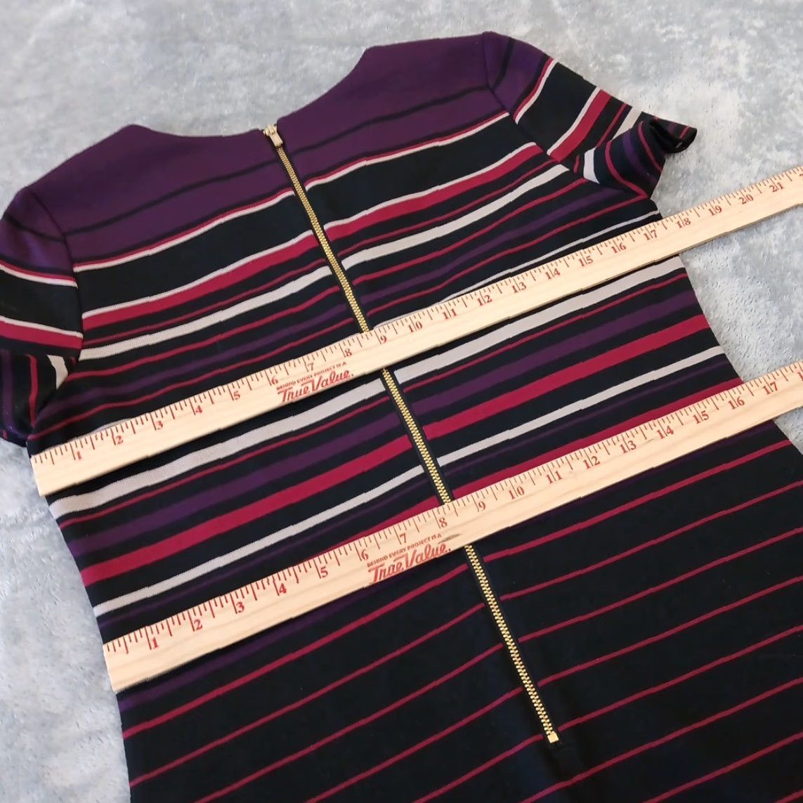 Calvin Klein Calvin Klein Sheath Dress Size 6 Purple Striped Cap Sleeve Knee Length Size M / US 6-8 / IT 42-44 - 6 Thumbnail