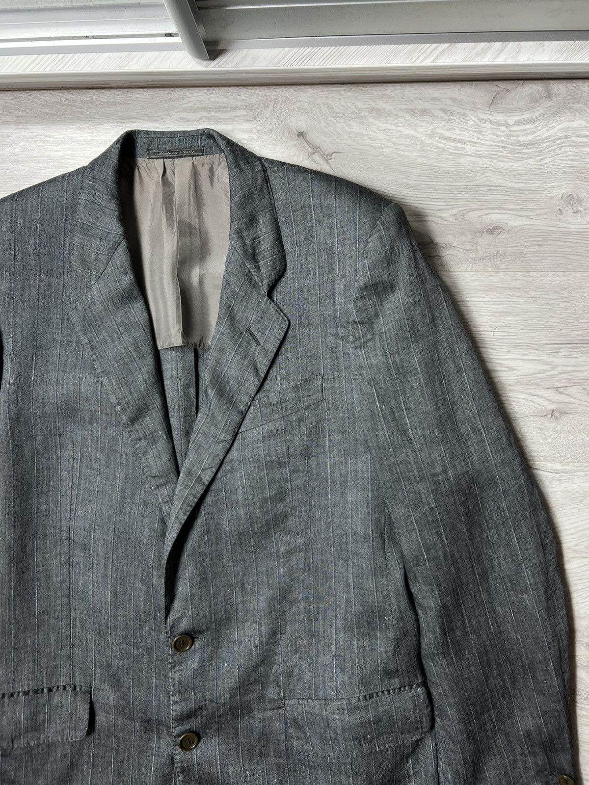 Corneliani Vintage Corneliani Linen Striped Blazer Jacket 2 Button Sz50 Size 40R - 5 Thumbnail