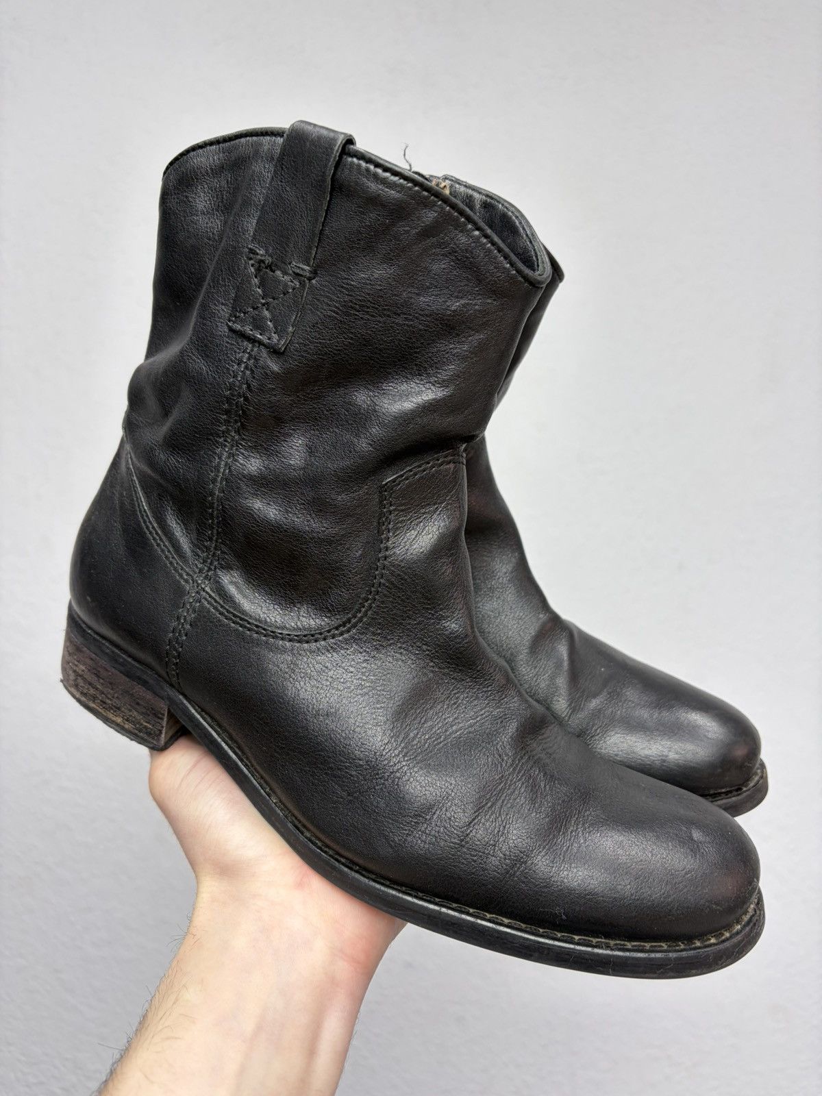 Hedi Slimane AS 98 Vibe Artisan Black Leather Side Zip Ankle Biker Boots Size US 7.5 / EU 40-41 - 10 Thumbnail