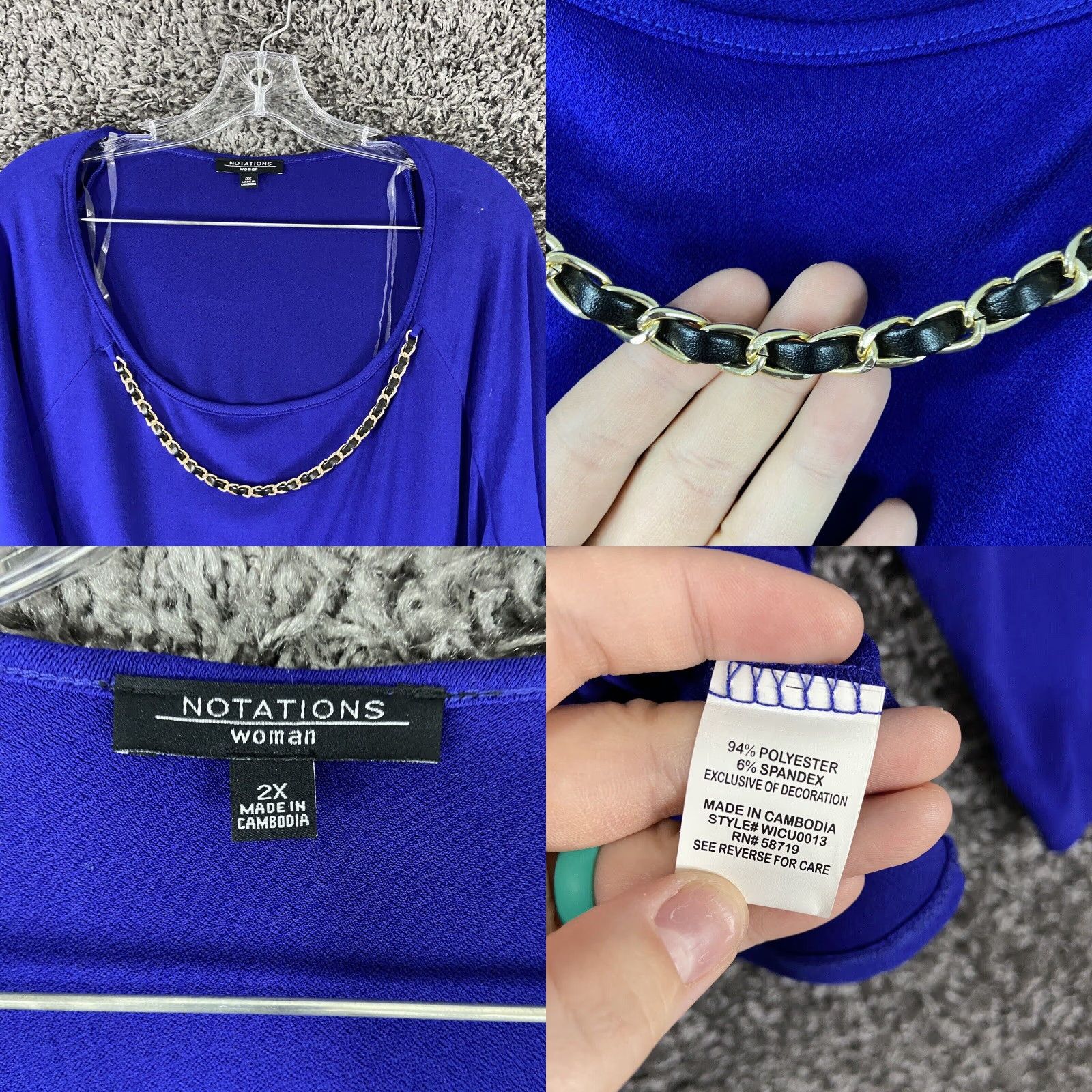Vintage VINTAGE Notations Blouse Shirt Women 2X Long Sleeve Yellow Chain Black Pleather Size XXL / US 16-18 / IT 52-54 - 8 Thumbnail