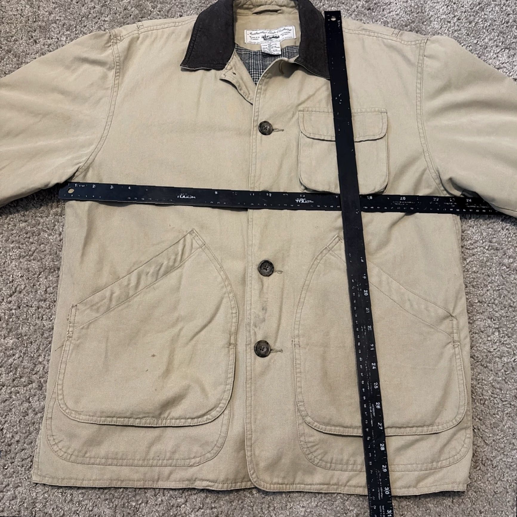 Gap VINTAGE Gap Beige Barn Coat Leather Collar Plaid Lining Adult Small Overcoat Unisex Adults Cotton Coat Mens Womens Size US S / EU 44-46 / 1 - 6 Thumbnail