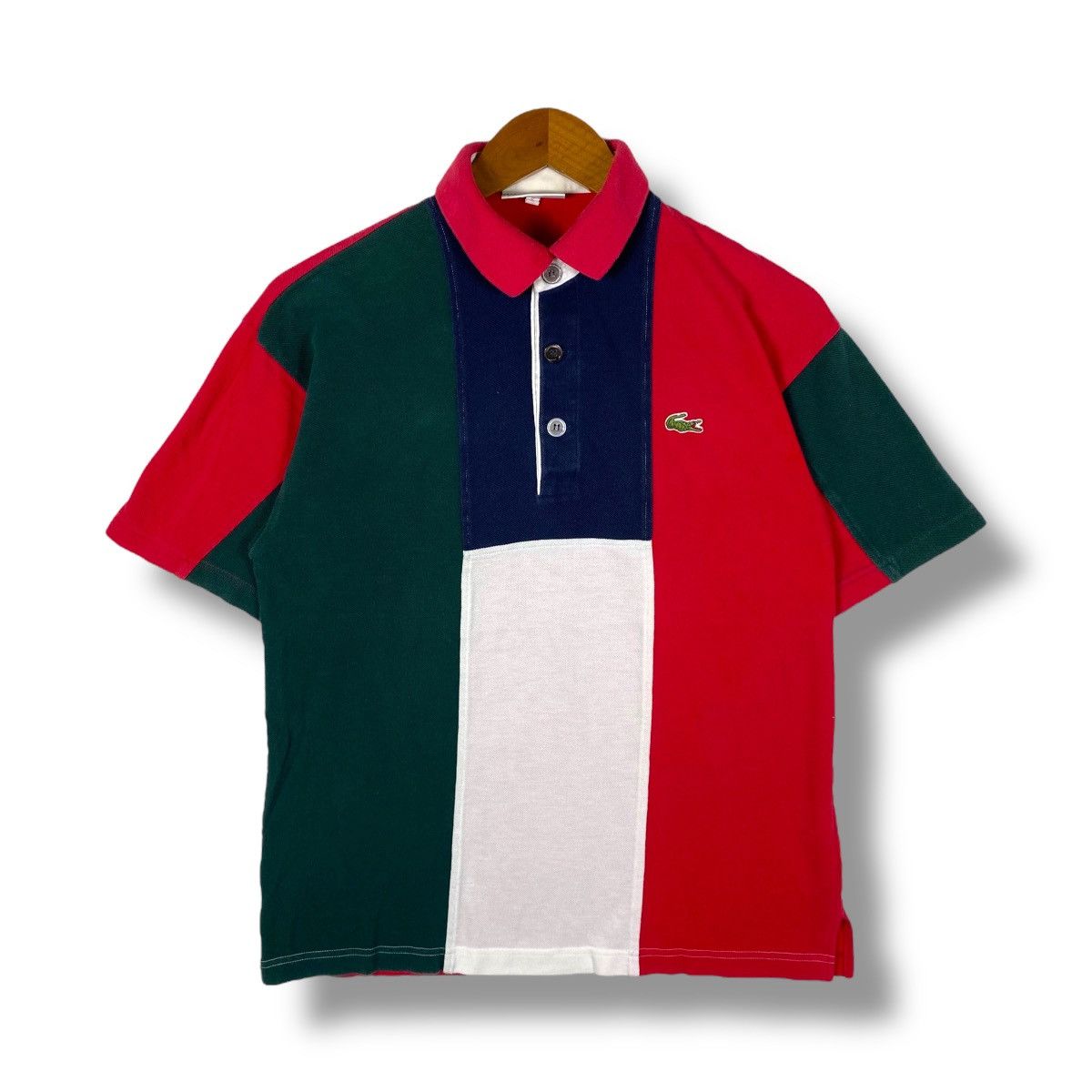 Lacoste × Vintage Vintage 90's CHEMISE LACOSTE Multi Colour Block Polo Tee Size US M / EU 48-50 / 2 - 1 Thumbnail