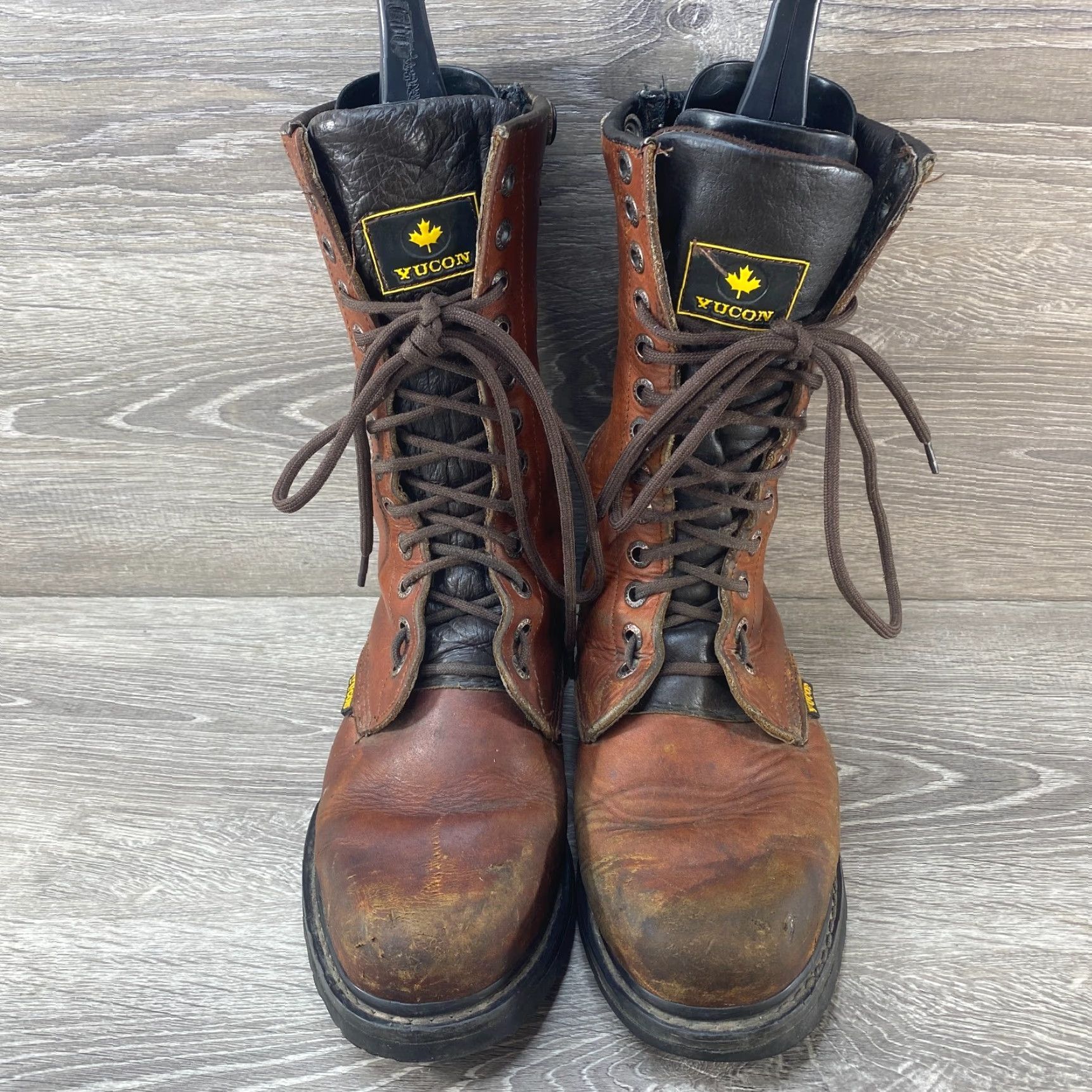 Vintage Purepecha Boots Mens Size 8 Brown Leather Lace Up Side Zipper Work Combat Size US 8 / EU 41 - 3 Thumbnail