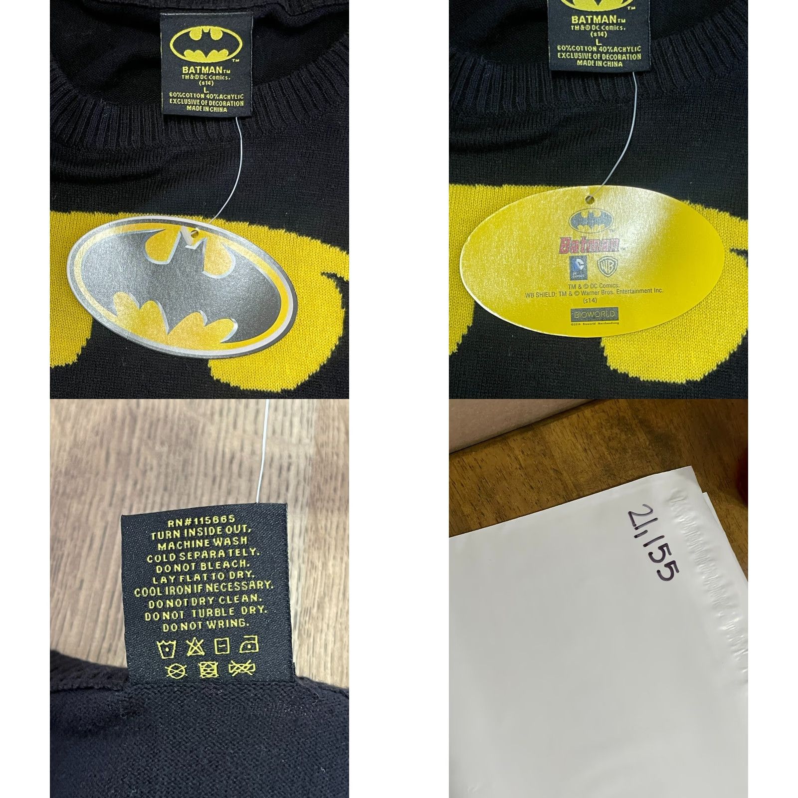 Vintage VINTAGE Batman Shirt Womens L Black Yellow Long Sleeve BATMAN NWT Size L / US 10 / IT 46 - 8 Thumbnail