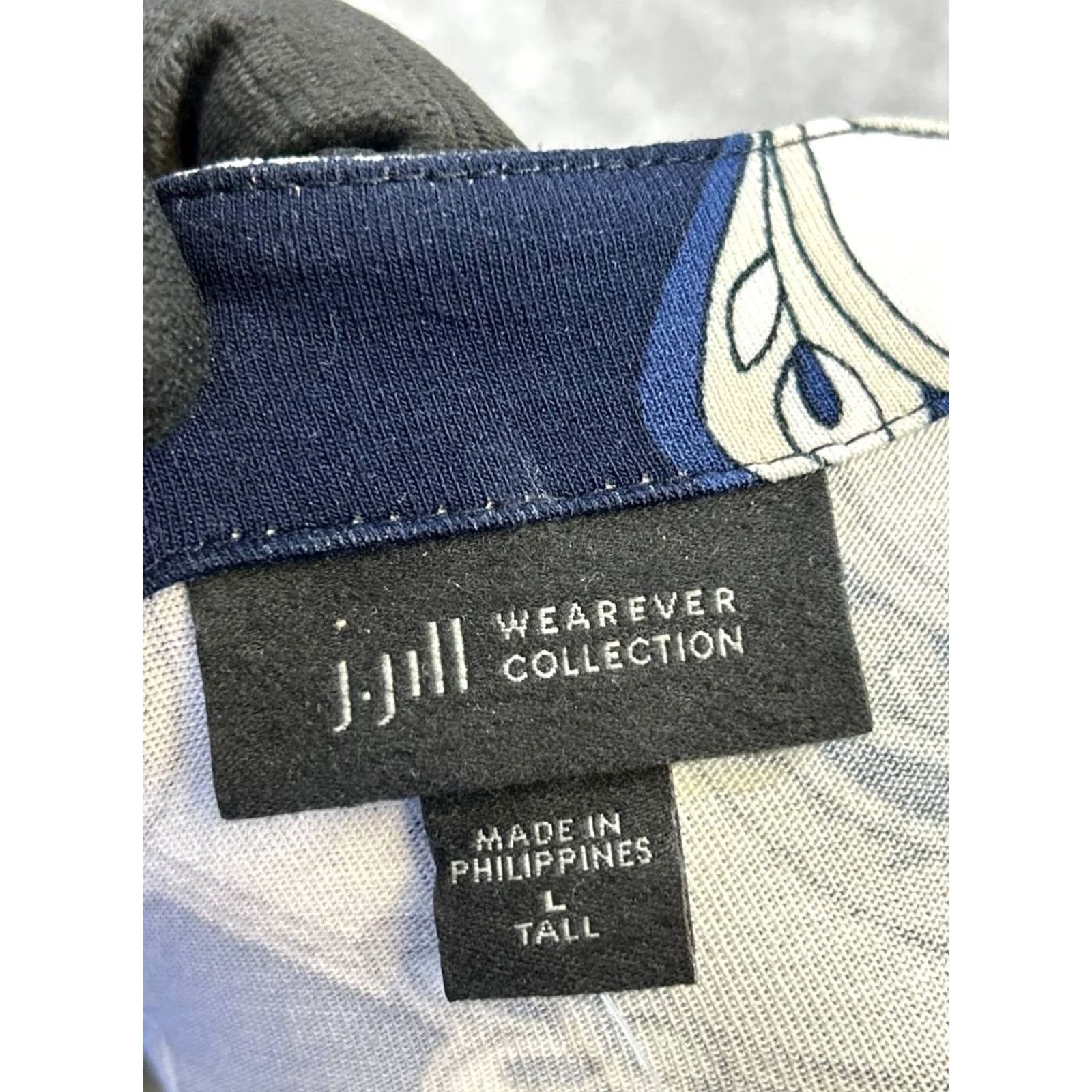 J. Jill J.Jill Blouse Womens Large Tall Blue White Beige Floral Shirt Size L / US 10 / IT 46 - 3 Thumbnail