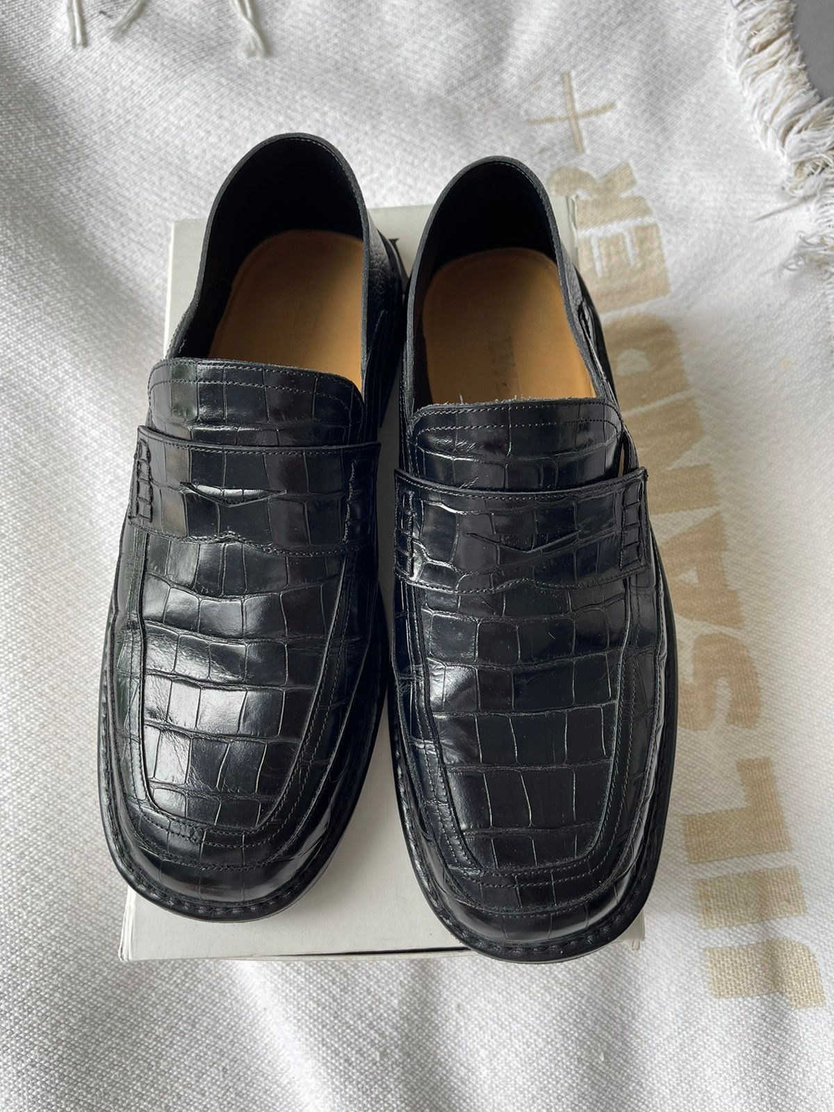 Pre-owned Loewe Collapsible Heel Shoes Croc Loafer In Black