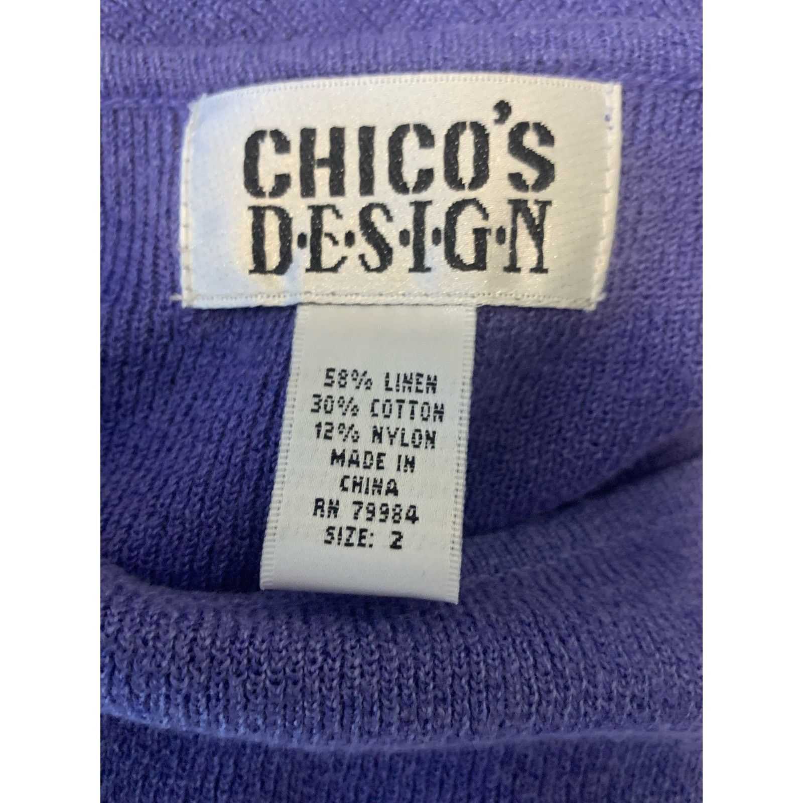 Chicos Chico's Design Purple Linen Cap Sleeves Knit Top Size 2 -12 Size XL / US 12-14 / IT 48-50 - 3 Thumbnail