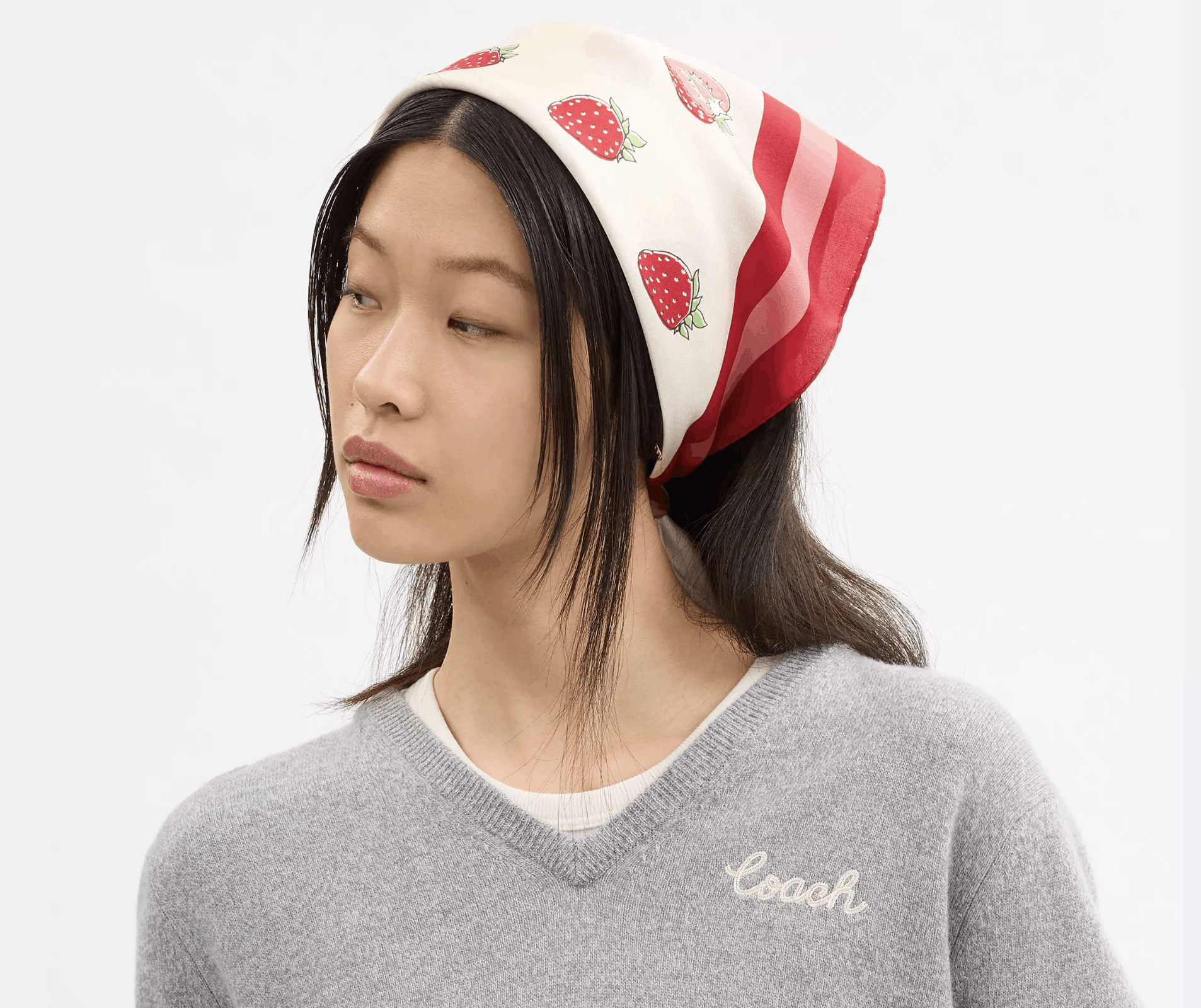 Coach NWT Coach Retro Strawberry Print Silk Square Scarf CAP58 Size ONE SIZE - 4 Thumbnail