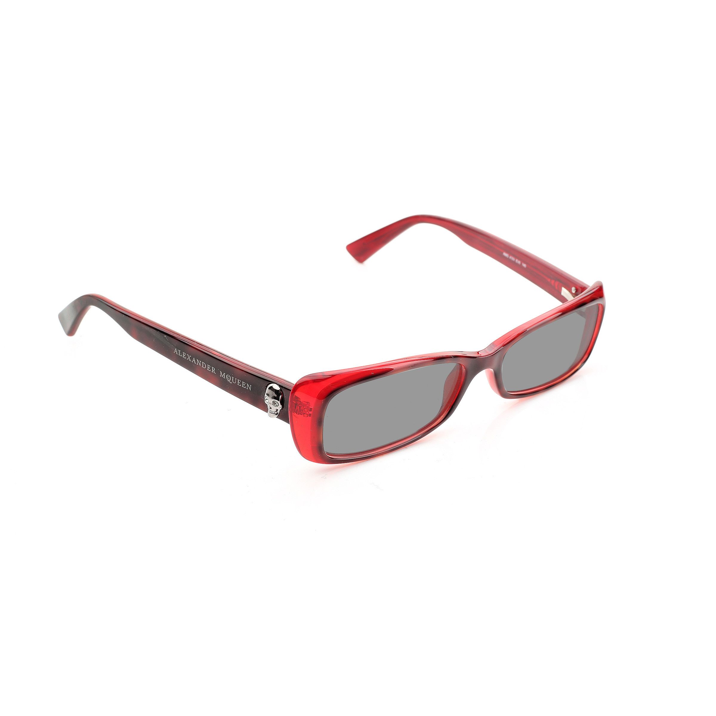 Alexander McQueen '00s Red Cat-Eye Silver Skull Sunglasses