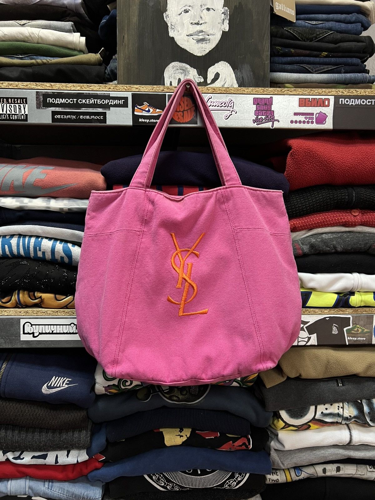 Yves Saint Laurent Yves Saint Laurent YSL Pink Tote Bag Embroidered Logo Size ONE SIZE - 3 Thumbnail