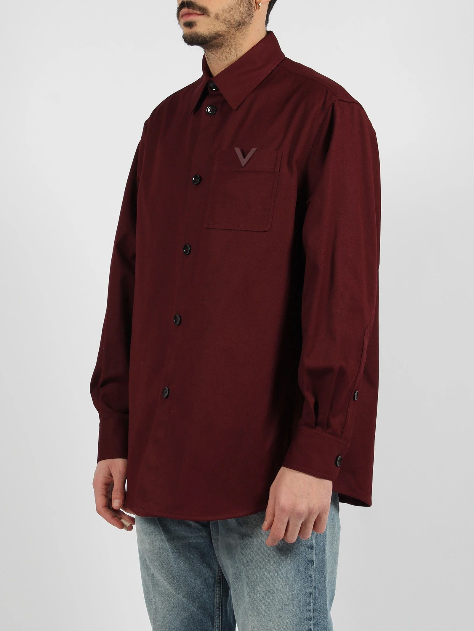 Valentino o1y0525 Logo Solid Color Shirt in Burgundy Size US S / EU 44-46 / 1 - 3 Thumbnail